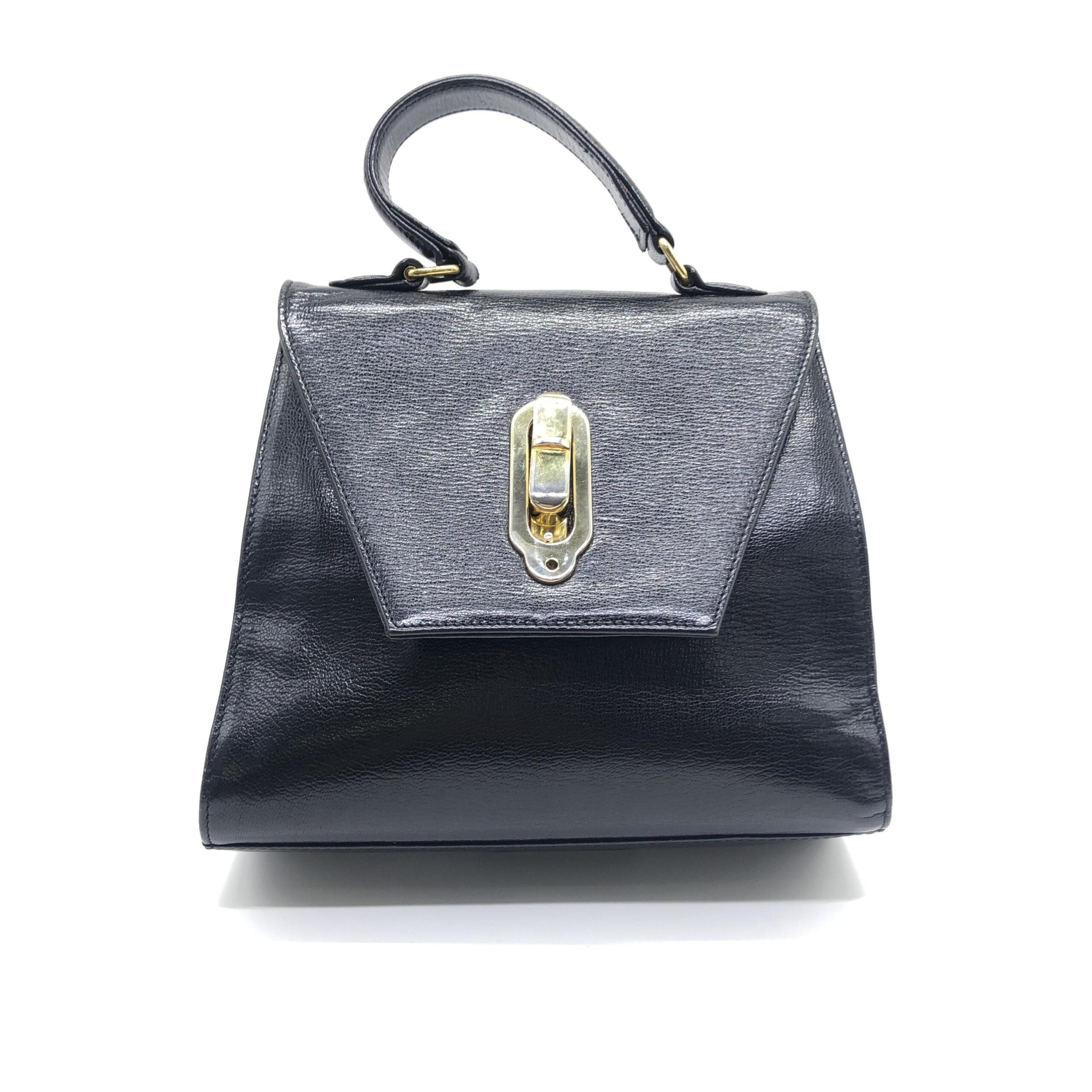 Fendi Black Leather Handbag With Gold Hardware