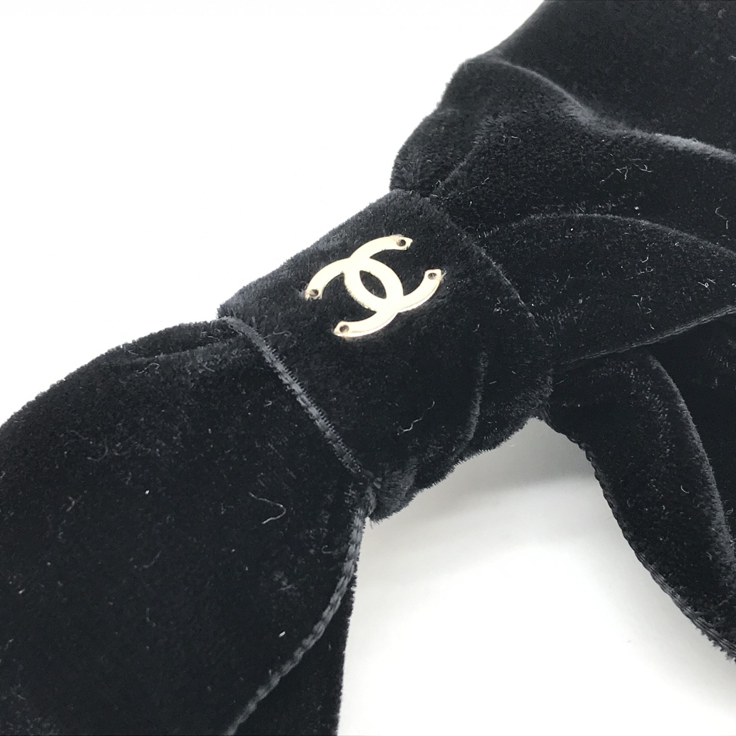 Chanel Black Velvet Bow Hair Accessory