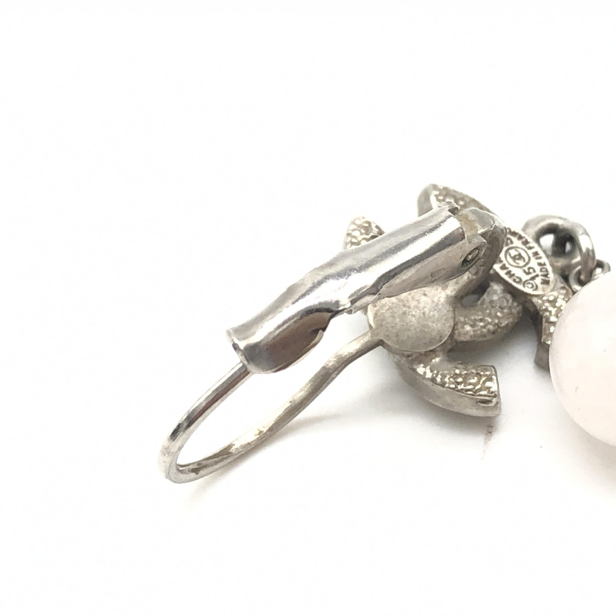 Chanel CC Crystal Faux Pearl Earrings