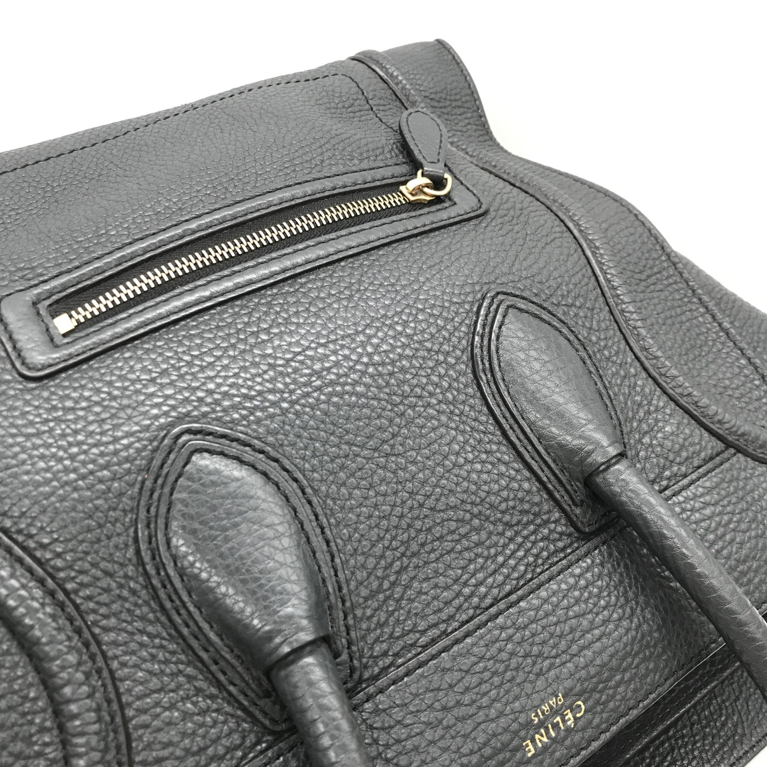 Celine Drummed Calfskin Luggage Leather Tote Bag