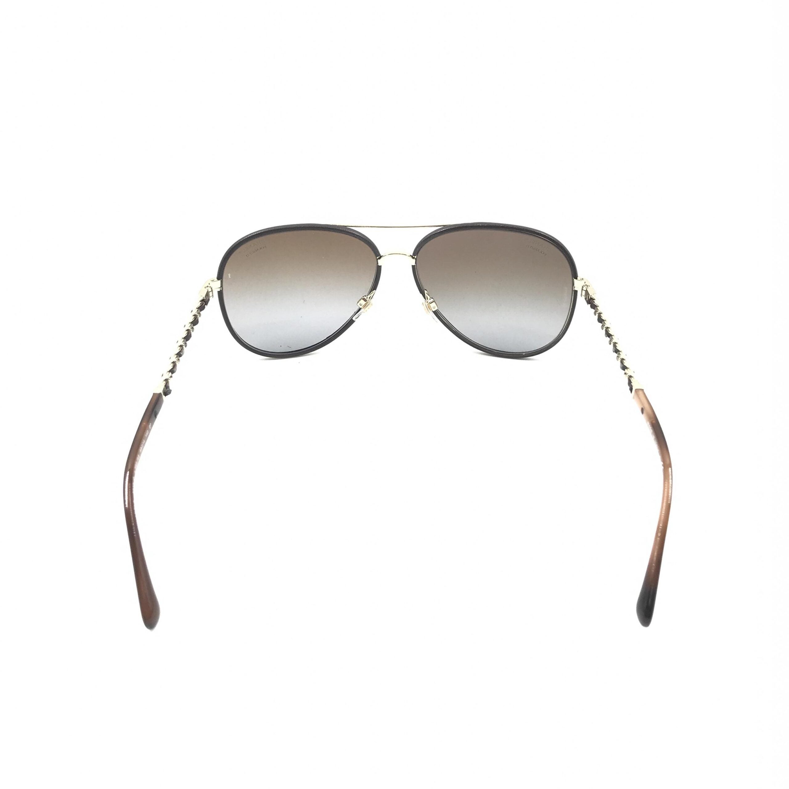 Chanel Gold And Black Polarized Aviator Sunglasses
