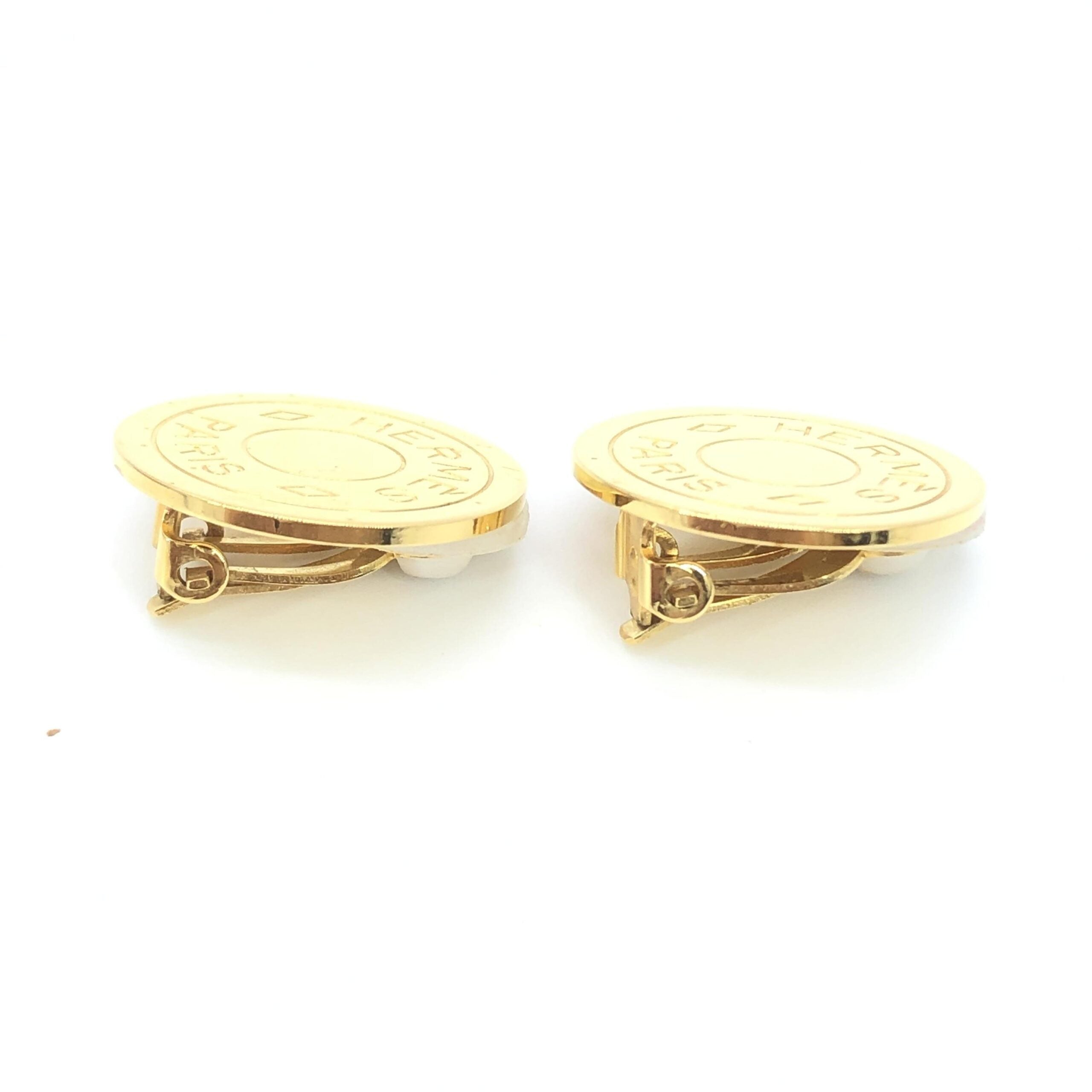 Hermès Gold Plated Button Logo Clip-Ons