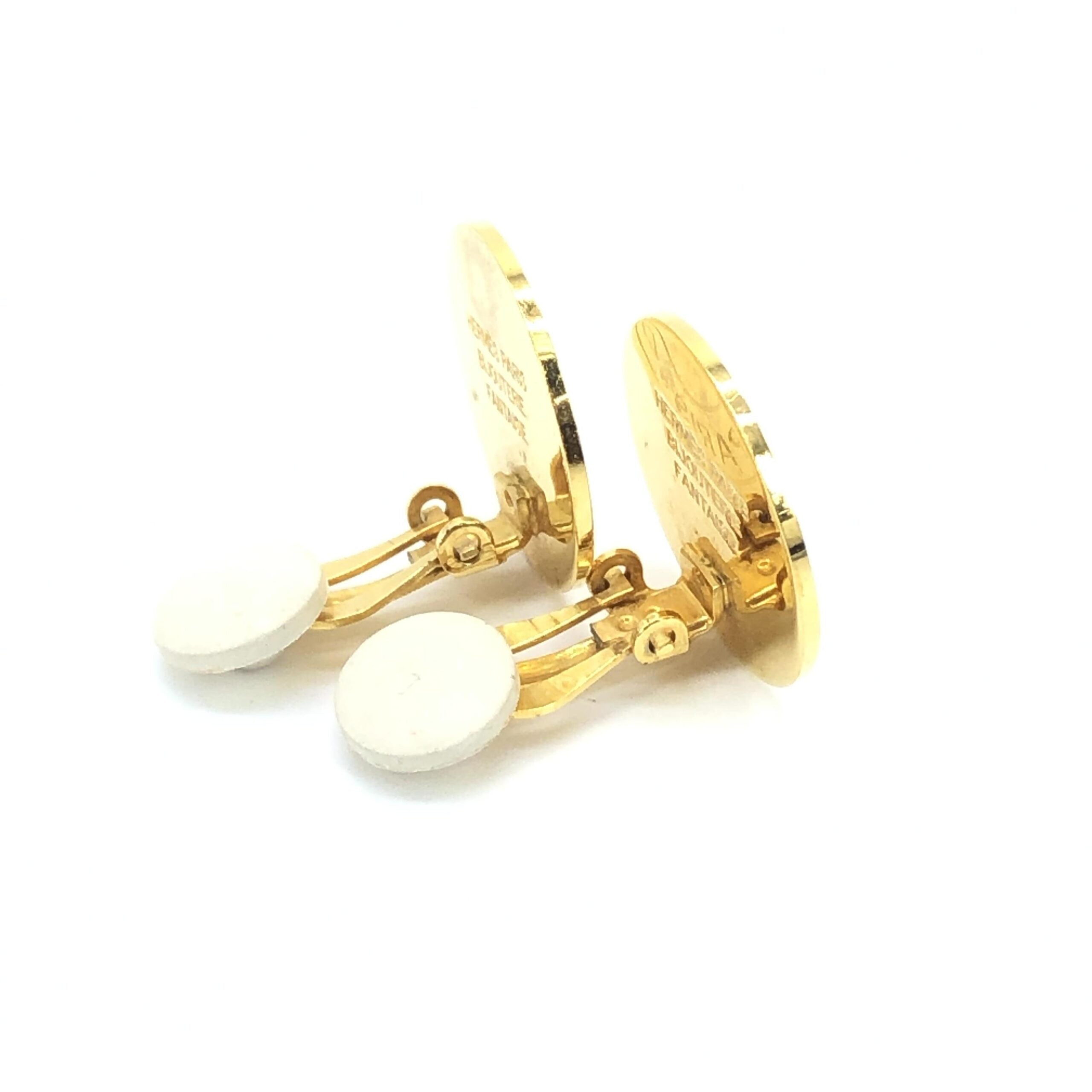 Hermès Gold Plated Button Logo Clip-Ons