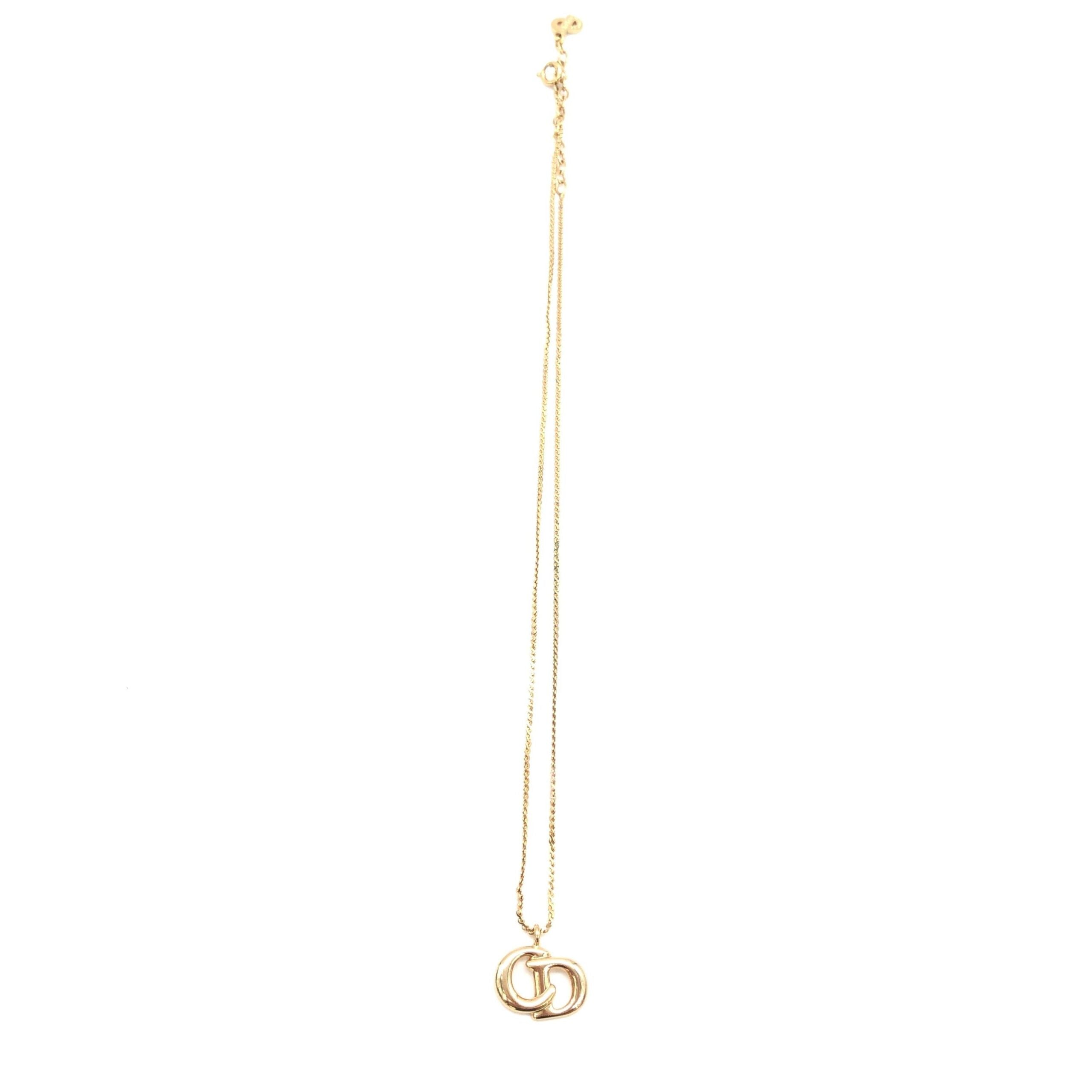 Christian Dior Gold Plated CD Pendant Necklace With Chain