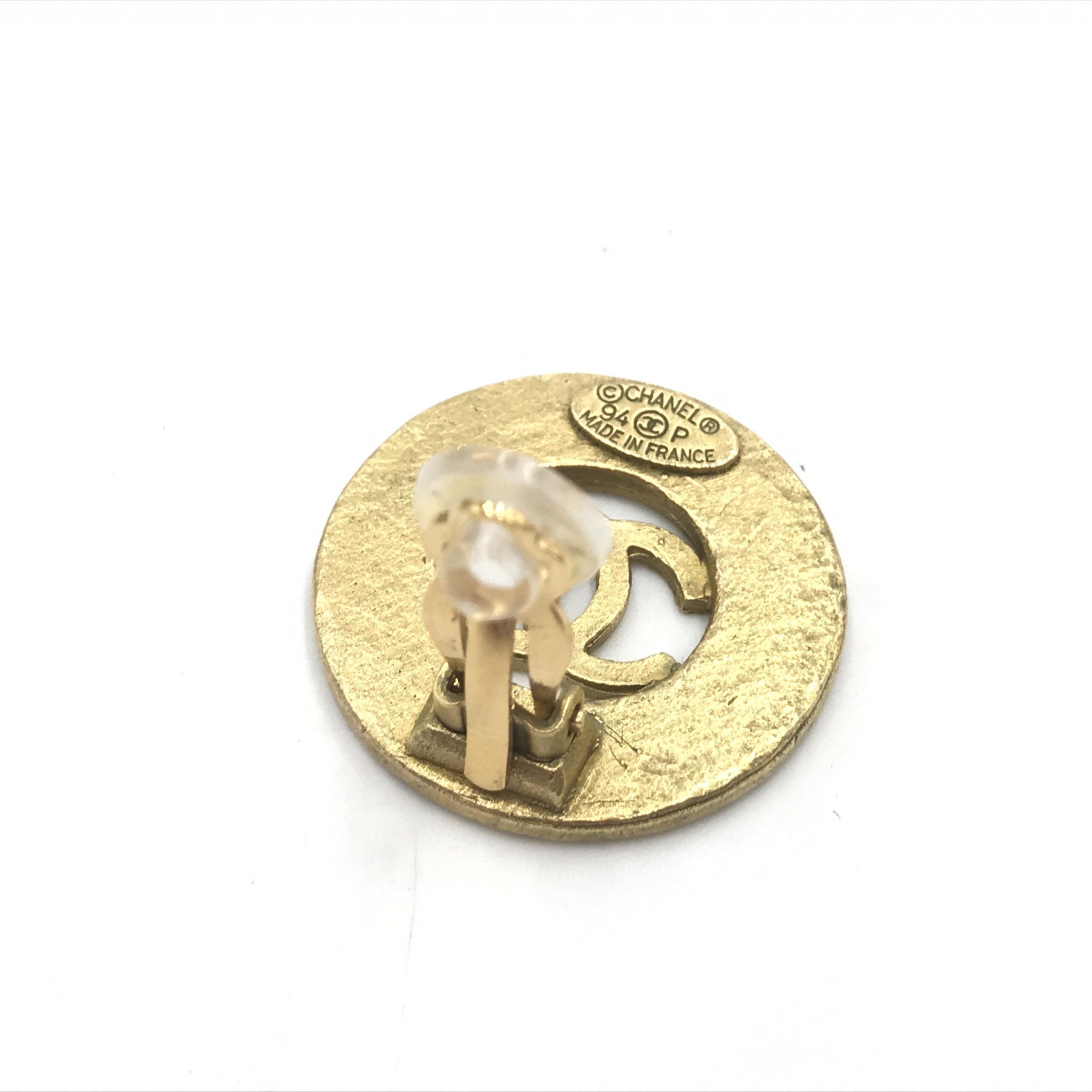 Chanel Gold Plated CC Logo Circular Earrings