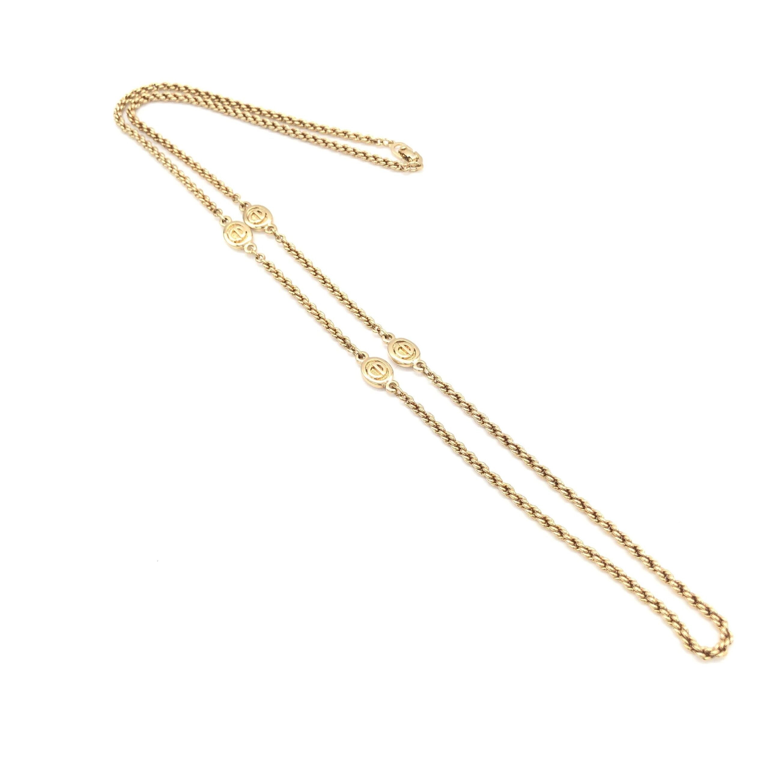 Christian Dior Gold Plated Lariat Bead Necklace