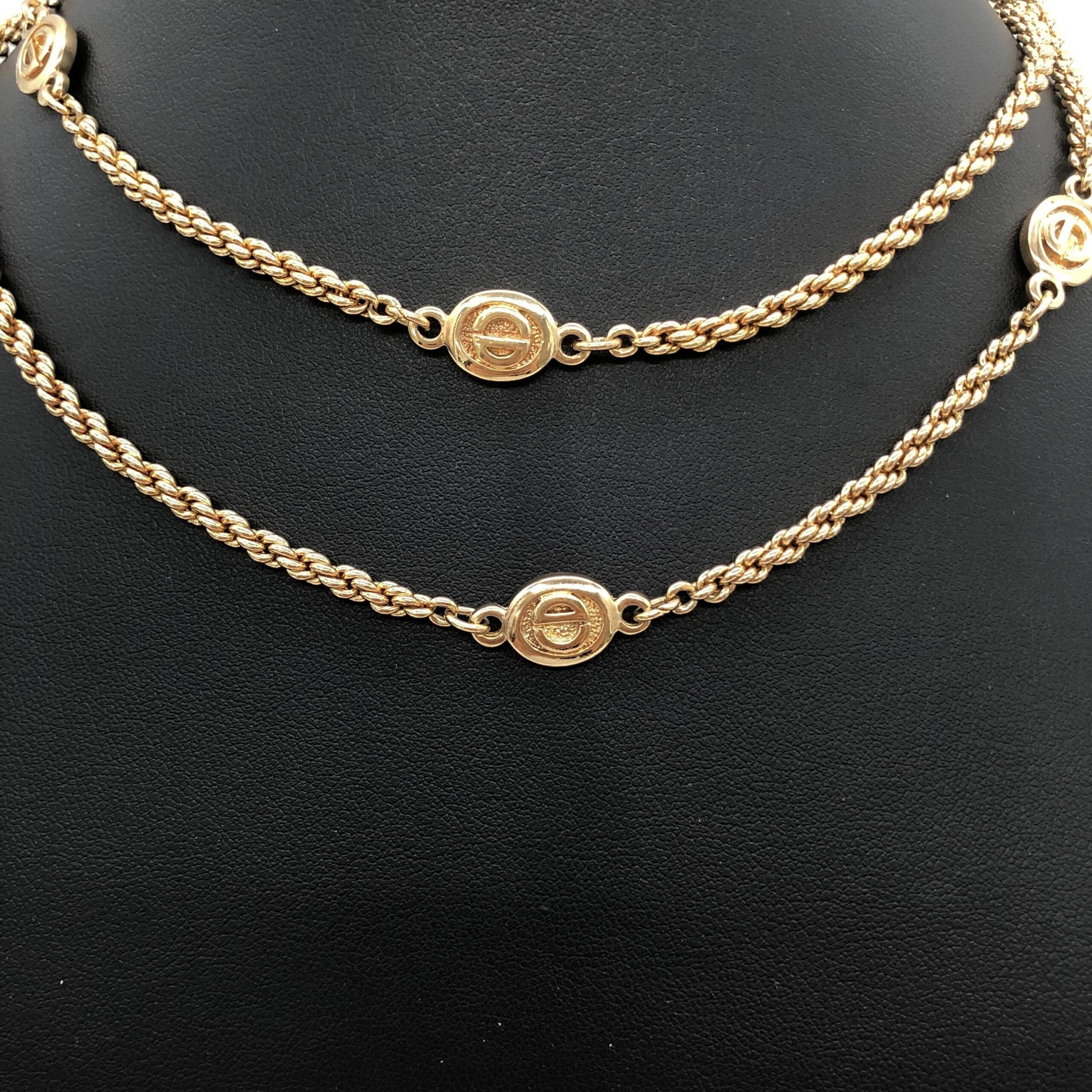 Christian Dior Gold Plated Lariat Bead Necklace