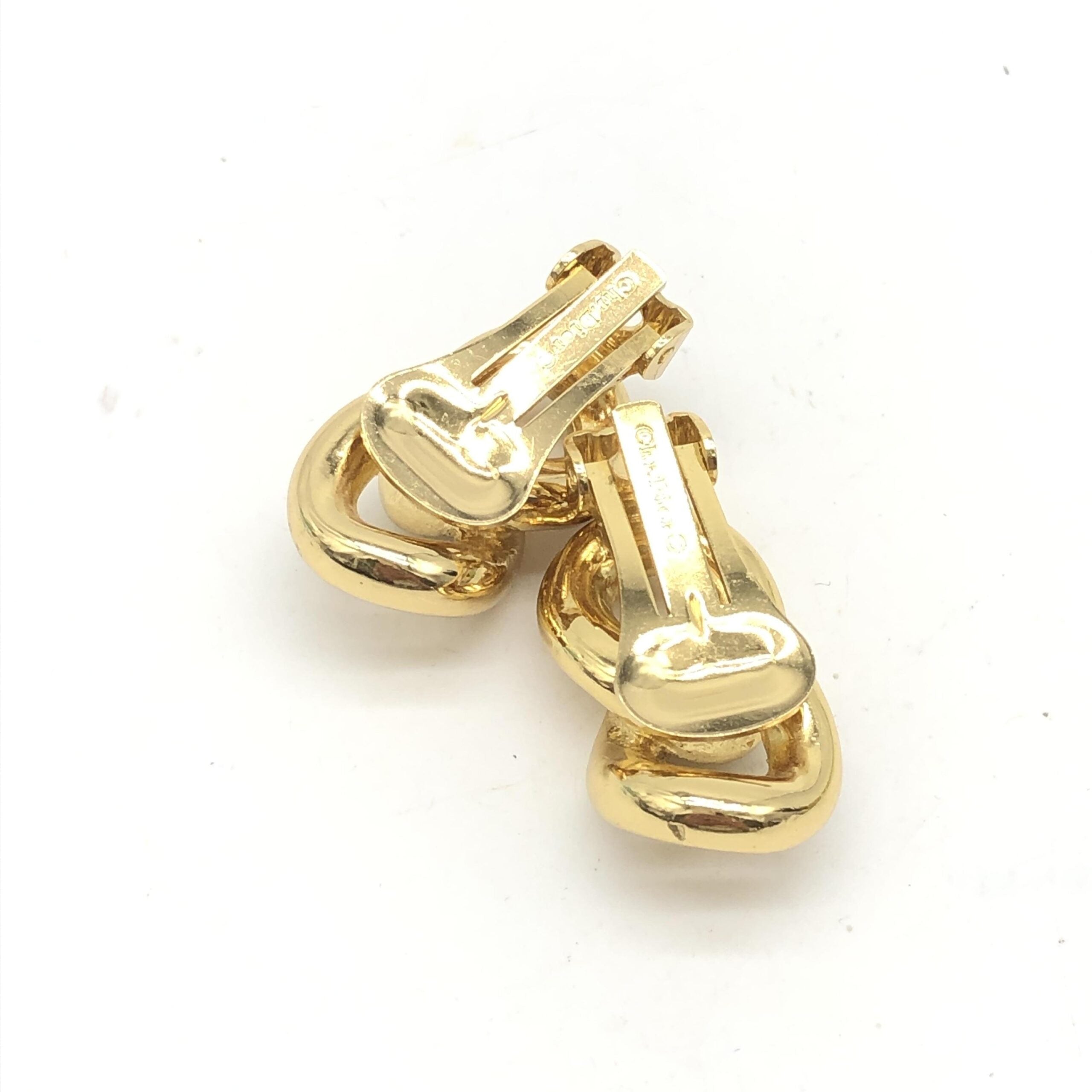 Christian Dior Gold Tone Twisted Chain Clip-On Earrings