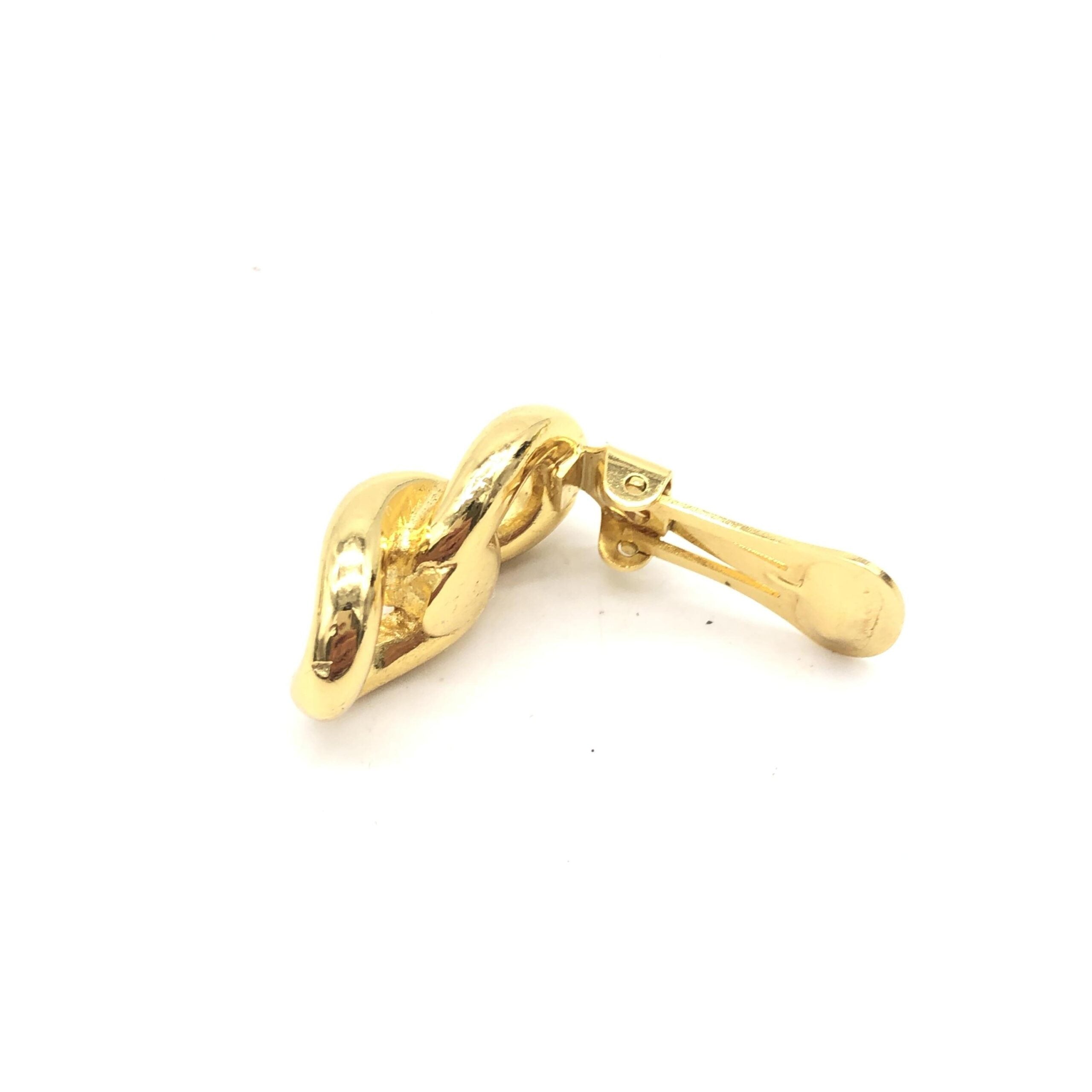 Christian Dior Gold Tone Twisted Chain Clip-On Earrings