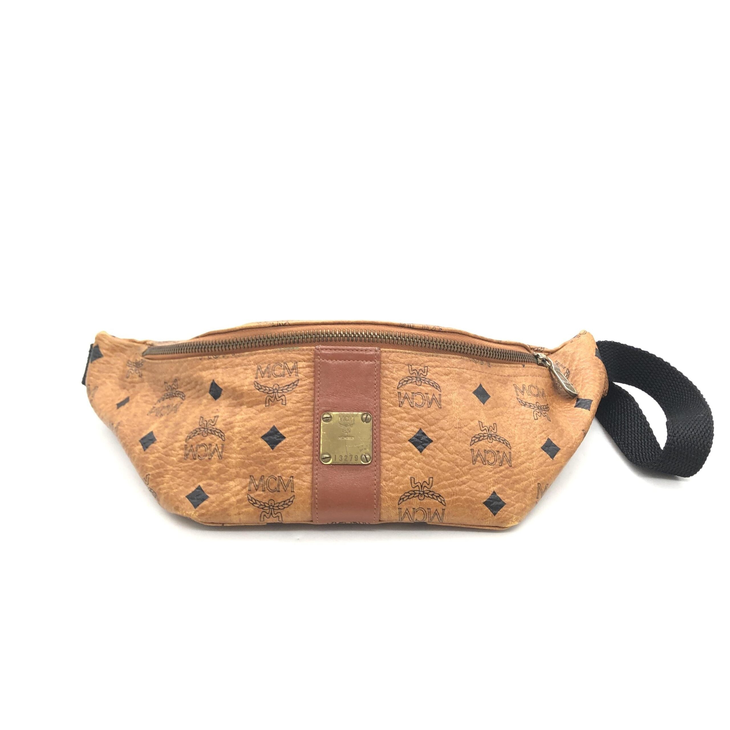 MCM Leather Waist Bag With Logo Pattern