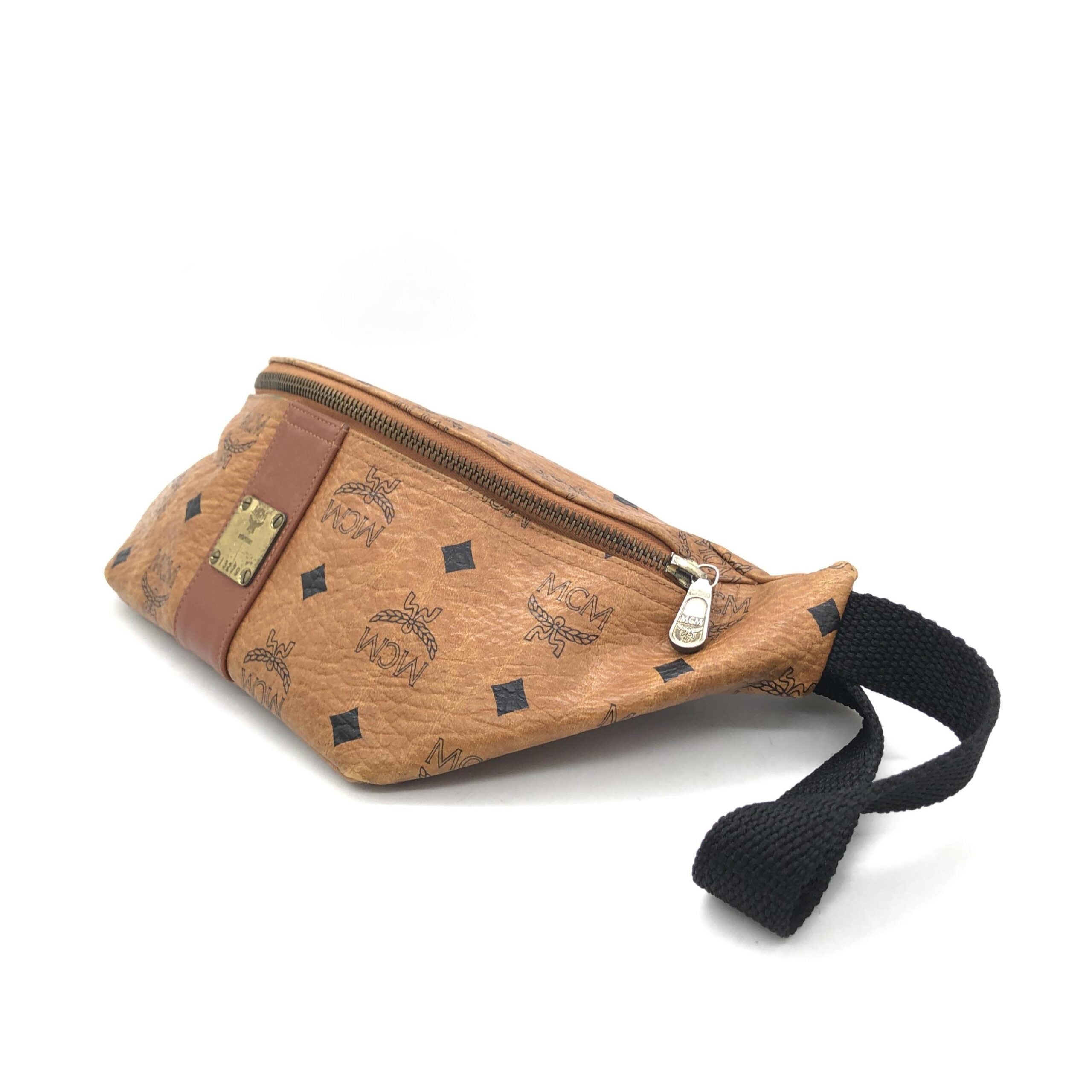 MCM Leather Waist Bag With Logo Pattern