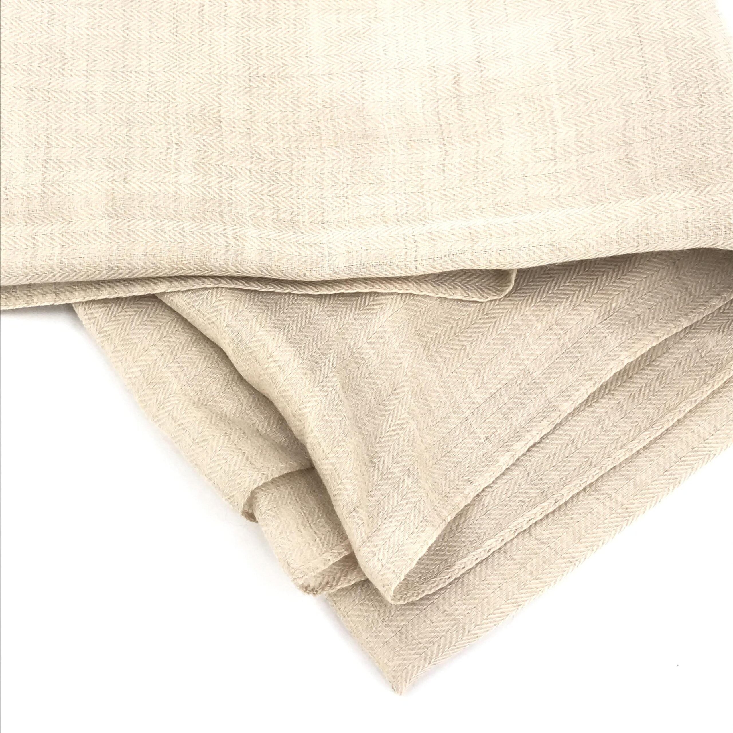 Hermès Light Beige Linen Scarf With Fringes