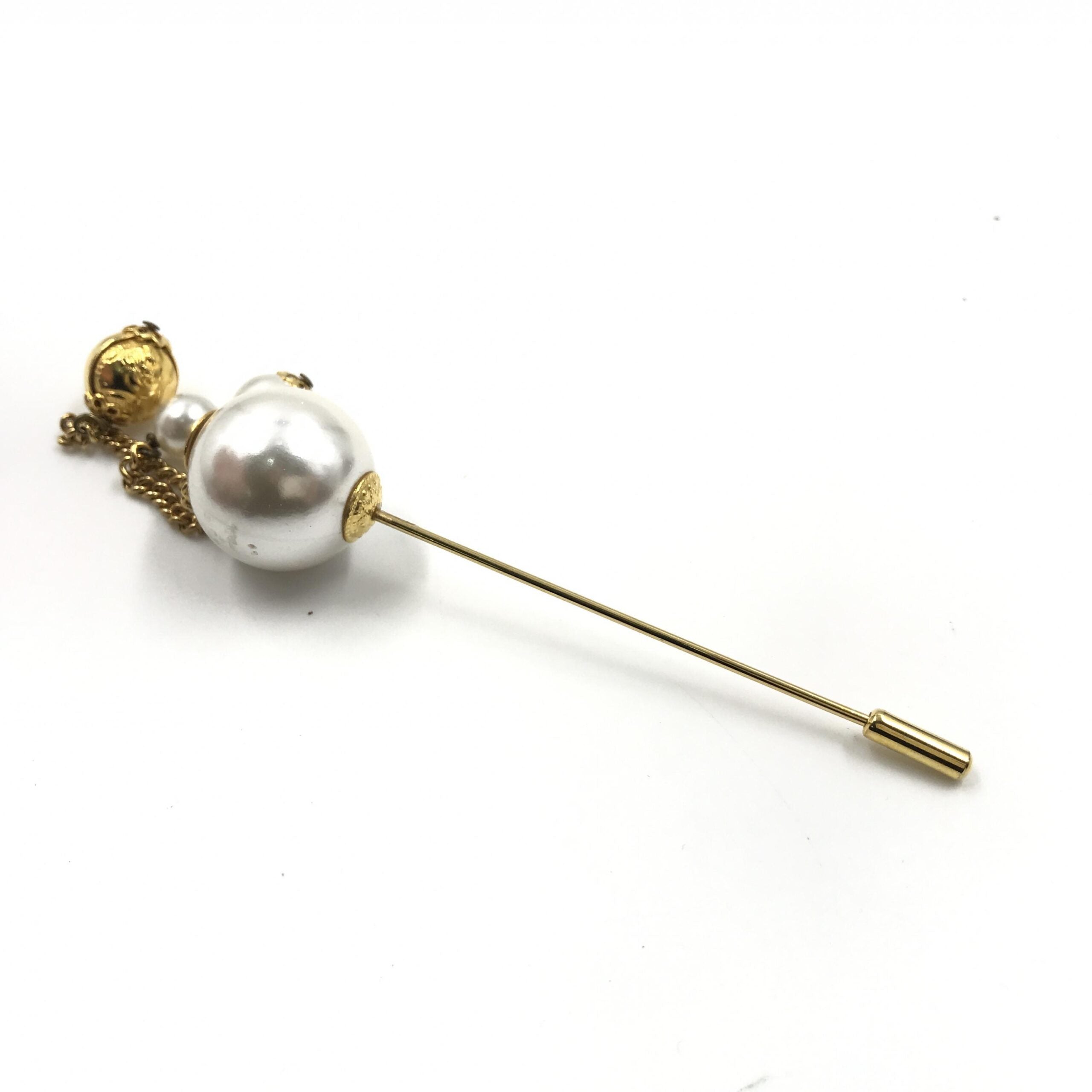 Salvatore Ferragamo Pin Brooch, Pearl Style, Box