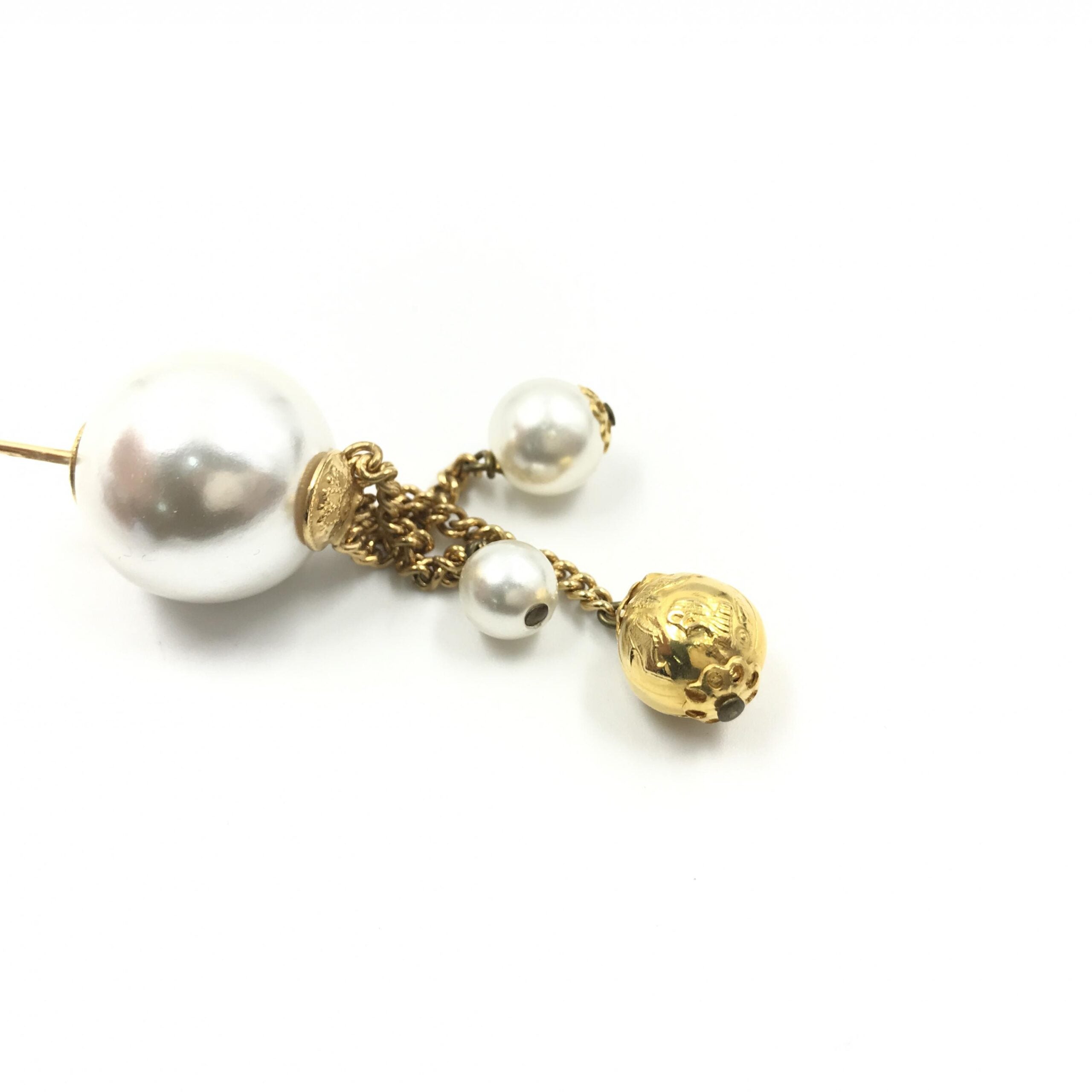 Salvatore Ferragamo Pin Brooch, Pearl Style, Box