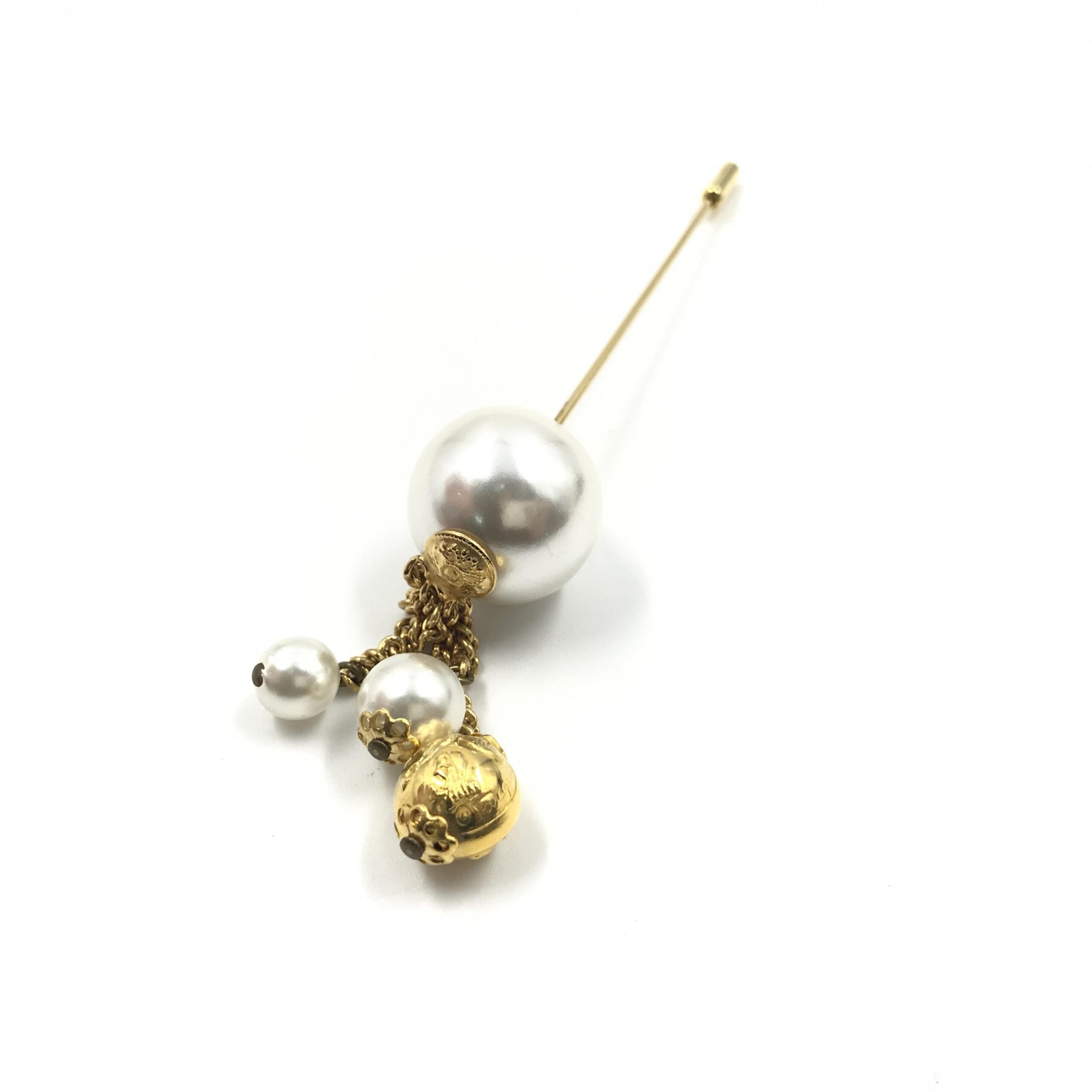Salvatore Ferragamo Pin Brooch, Pearl Style, Box