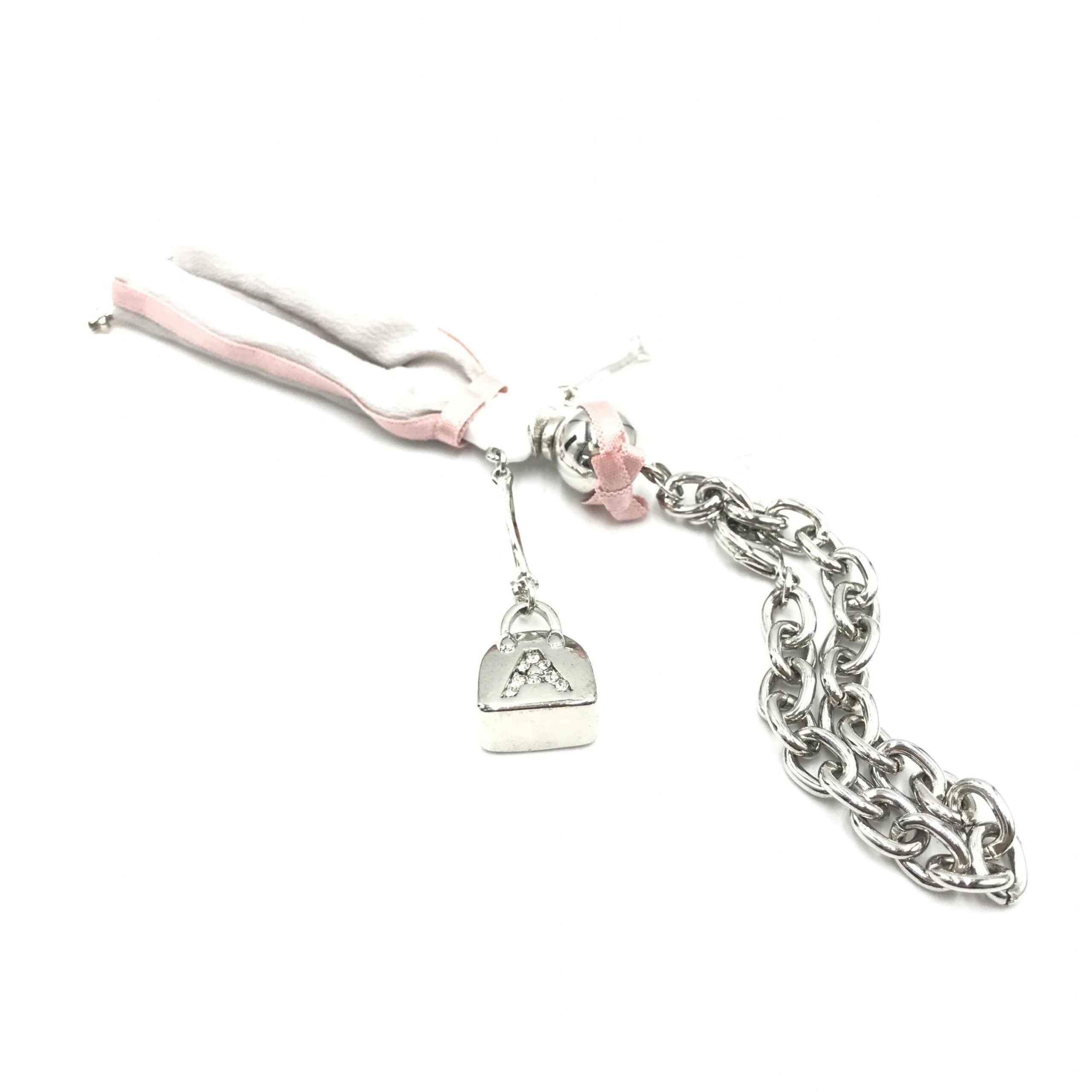 Anteprima Silver Chain With Pink Ribbon Detail