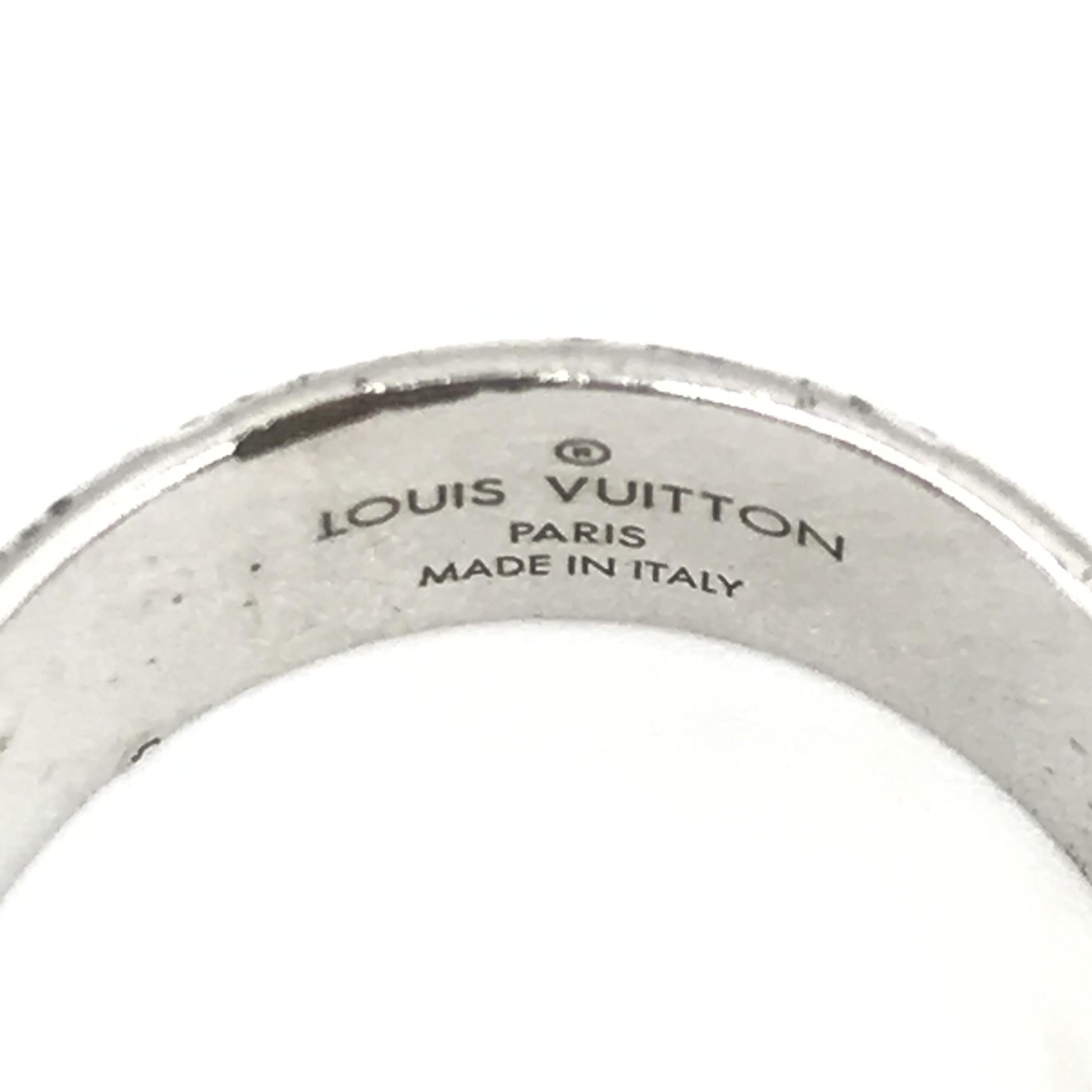 Louis Vuitton Silver-Tone Monogram Band Ring