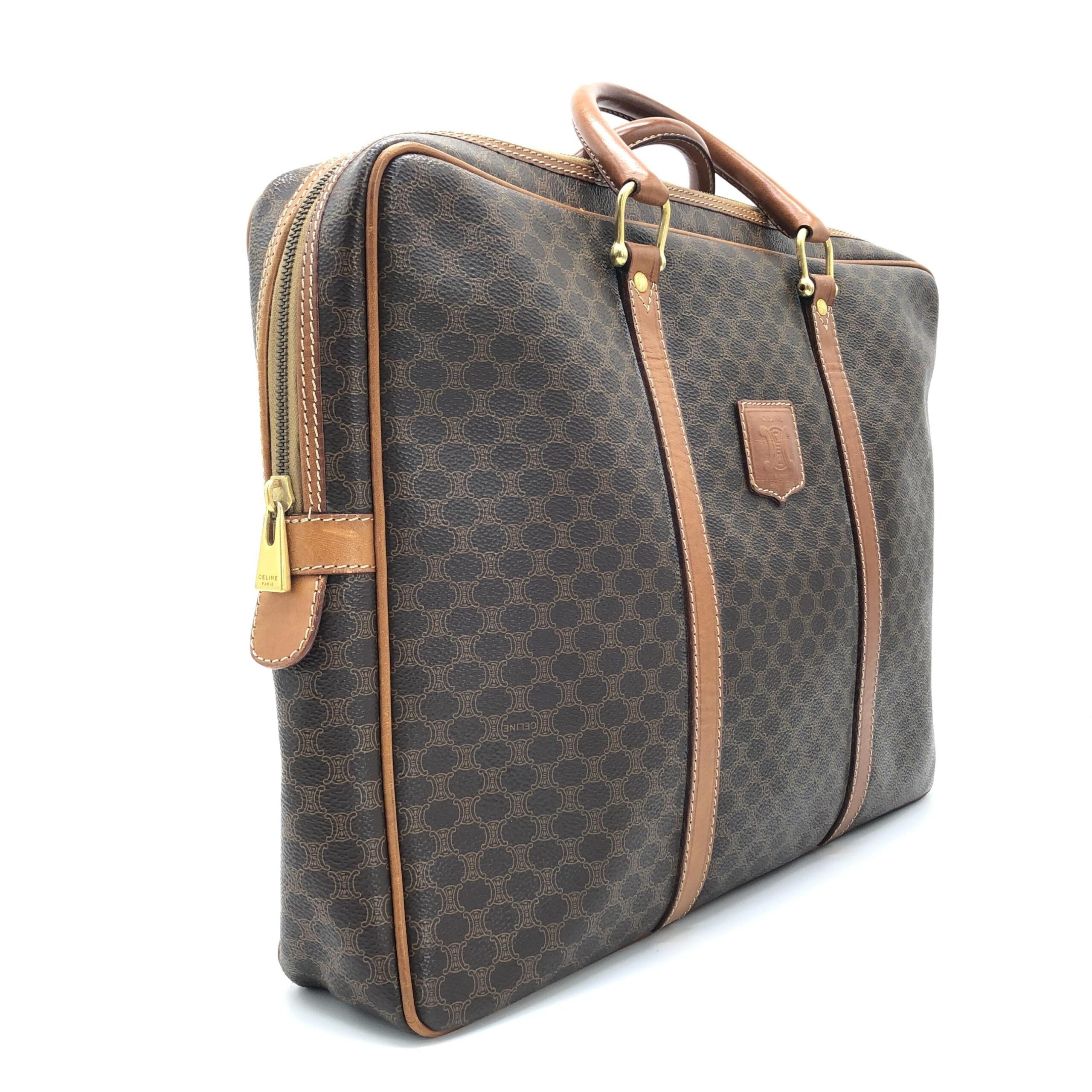 Celine Vintage Macadam Briefcase In Brown