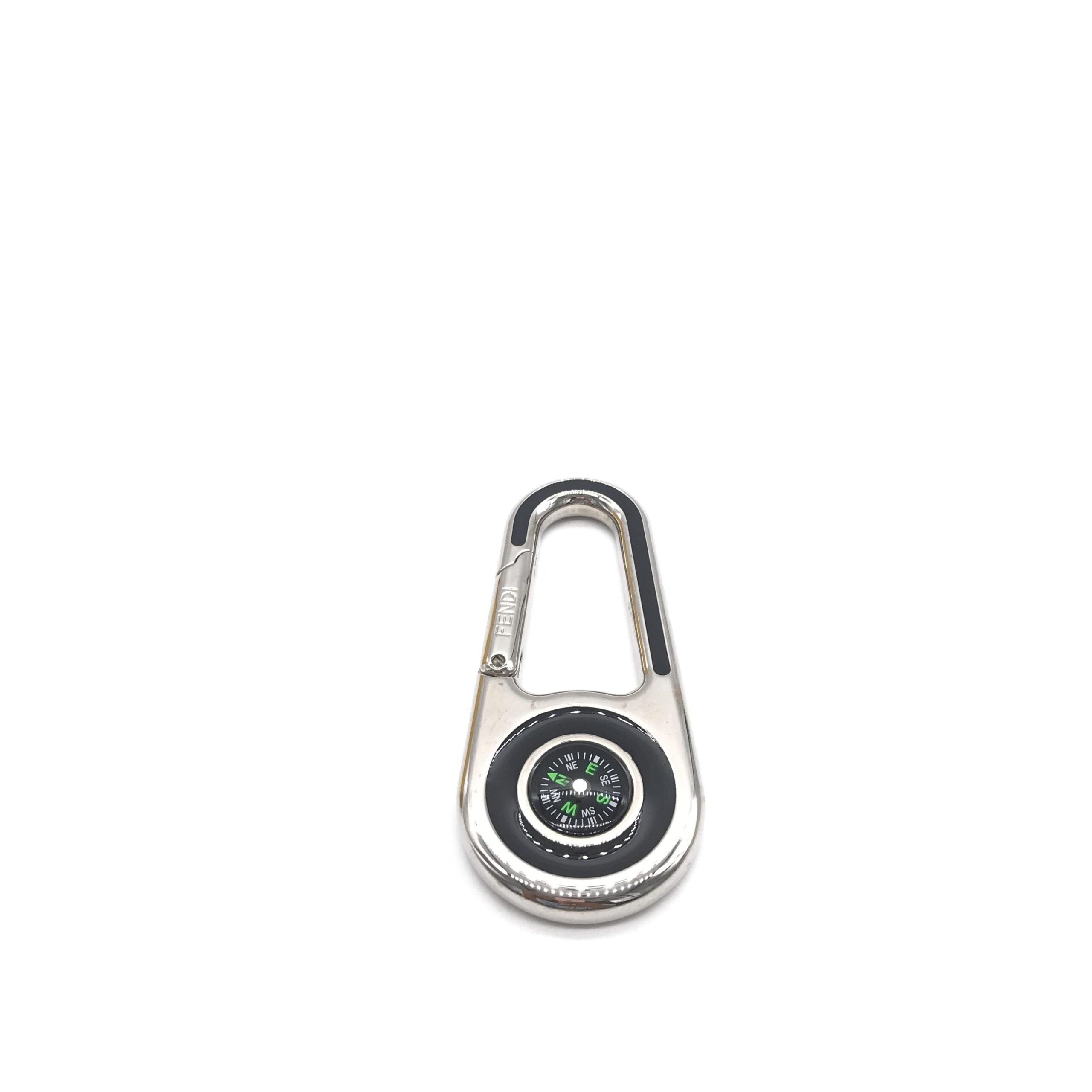 Fendi Silver Metal Compass Charm Keychain