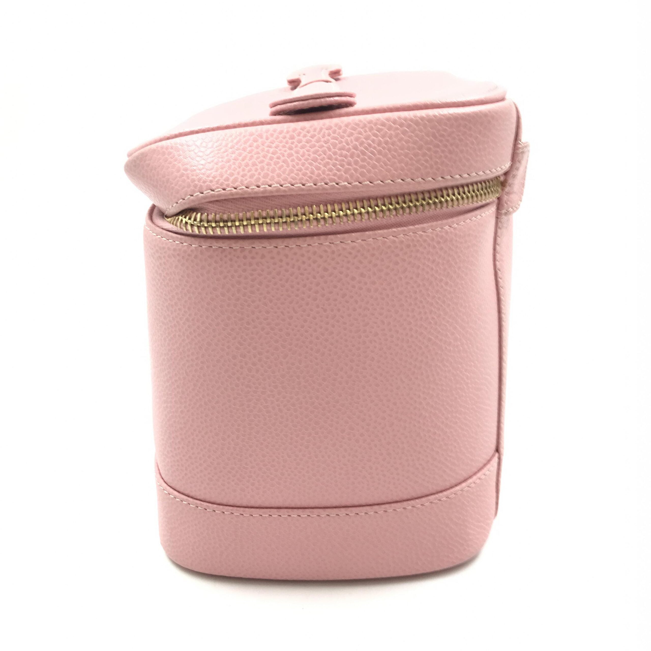 Chanel Pink Caviar Vanity Case With Zipper