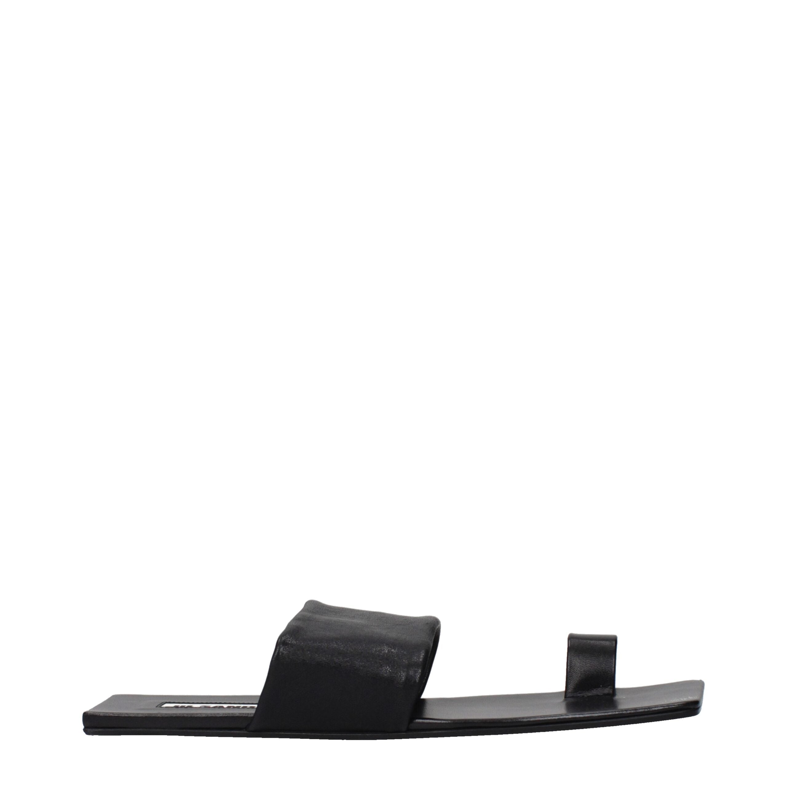 Jil Sander Black Leather Sandals
