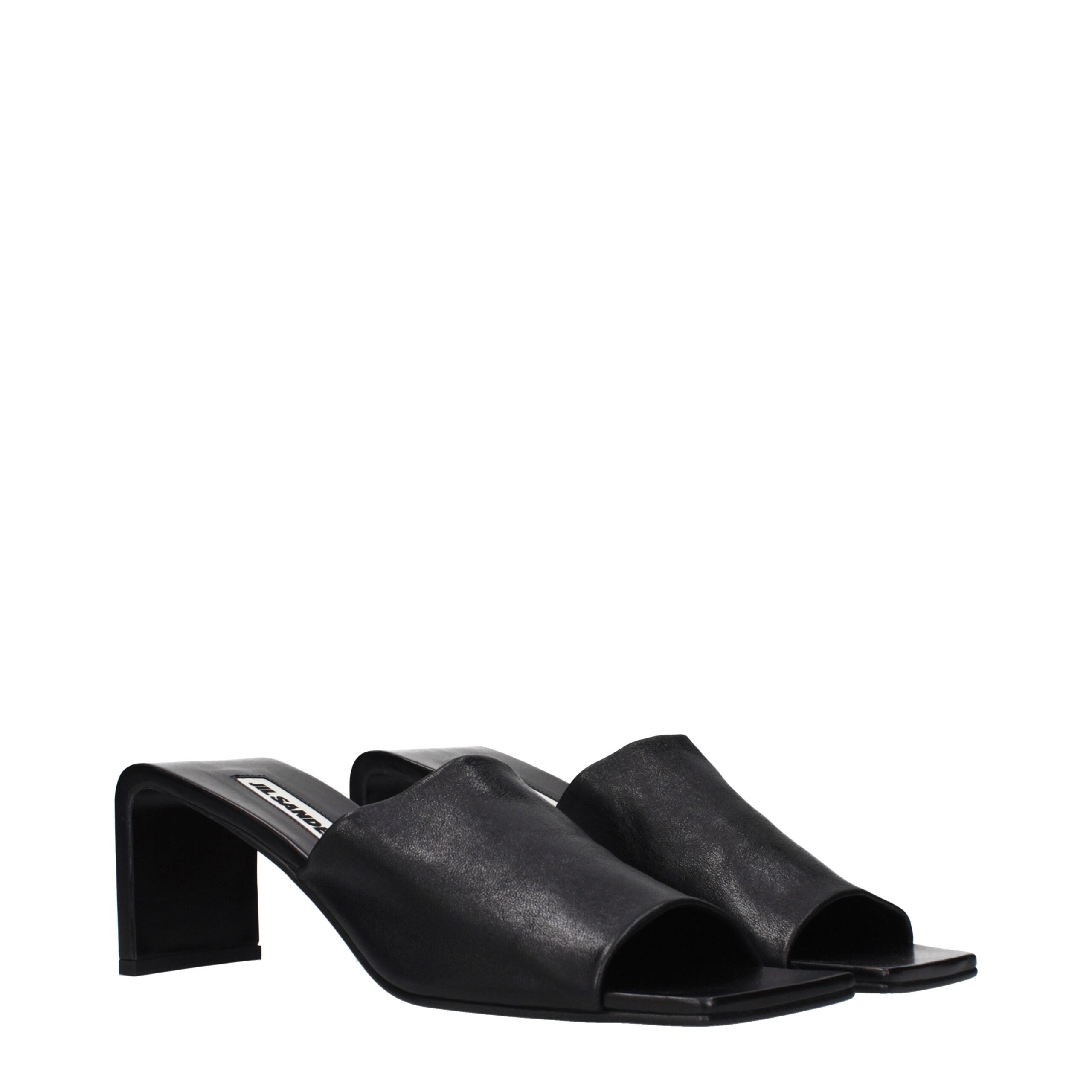 Jil Sander Black Leather Stiletto Heel Sandals