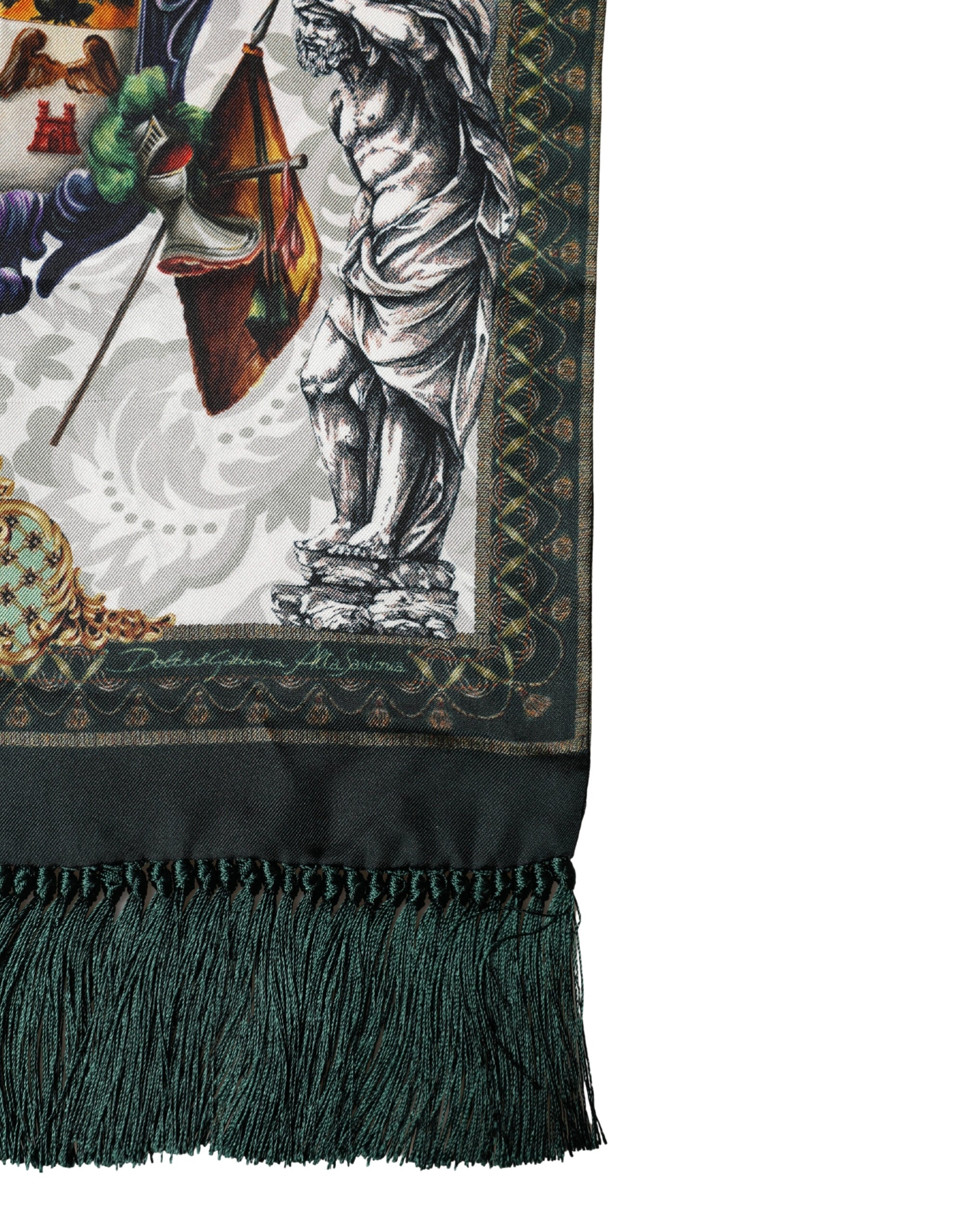 Dolce & Gabbana Multicolor Baroque Angel Print Foulard 135cm x 14.5cm Scarf