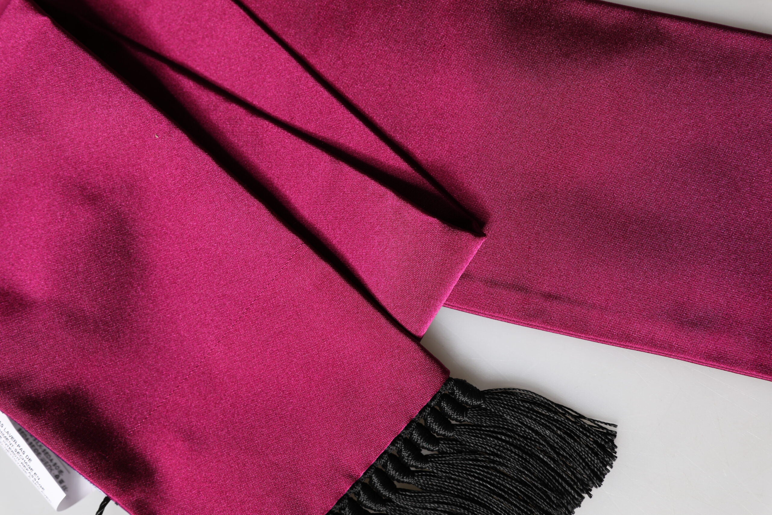 Dolce & Gabbana Burgundy Silk Fringe Neck Wrap Foulard 160.5cm x 8cm  Scarf