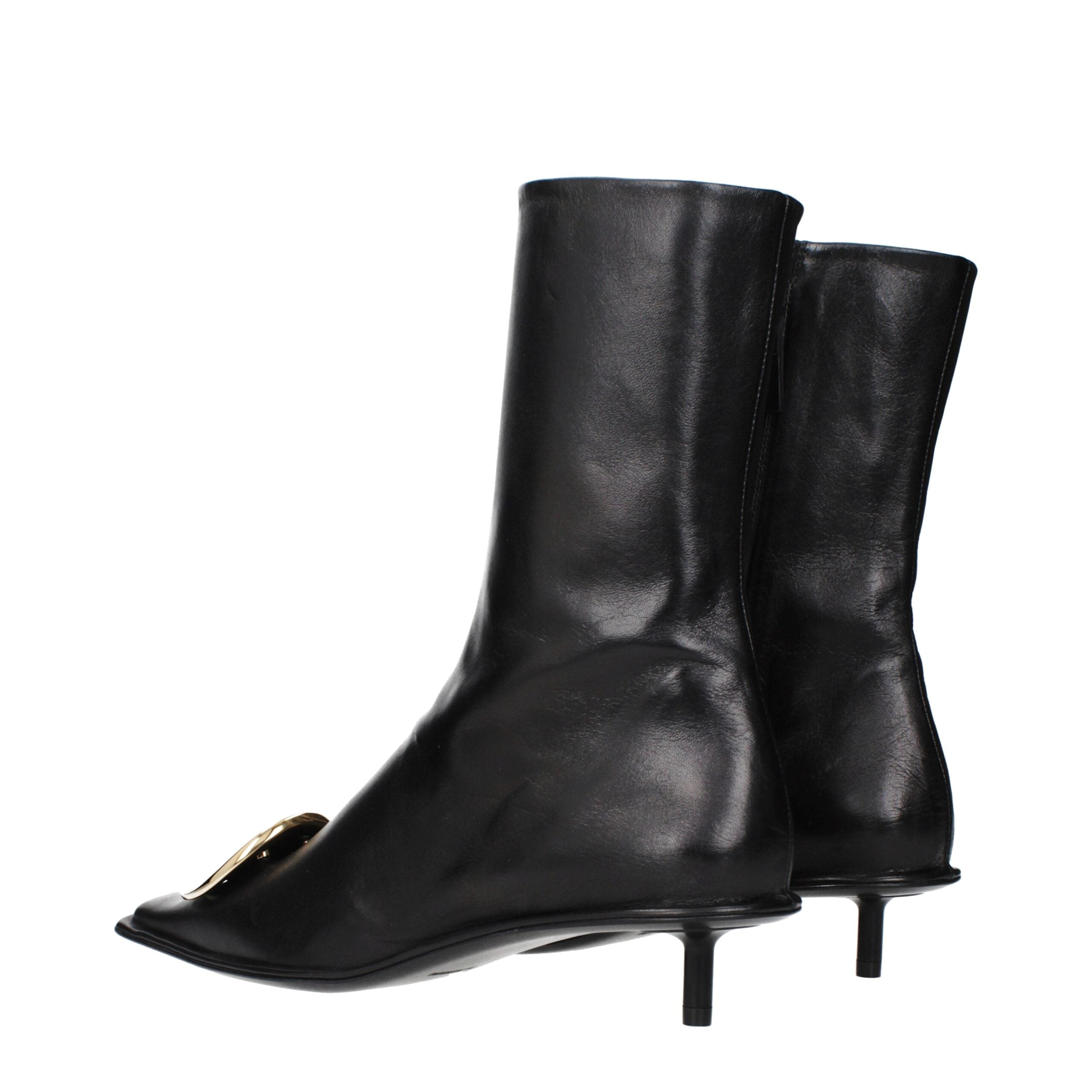 Jil Sander Black Leather Ankle Boots