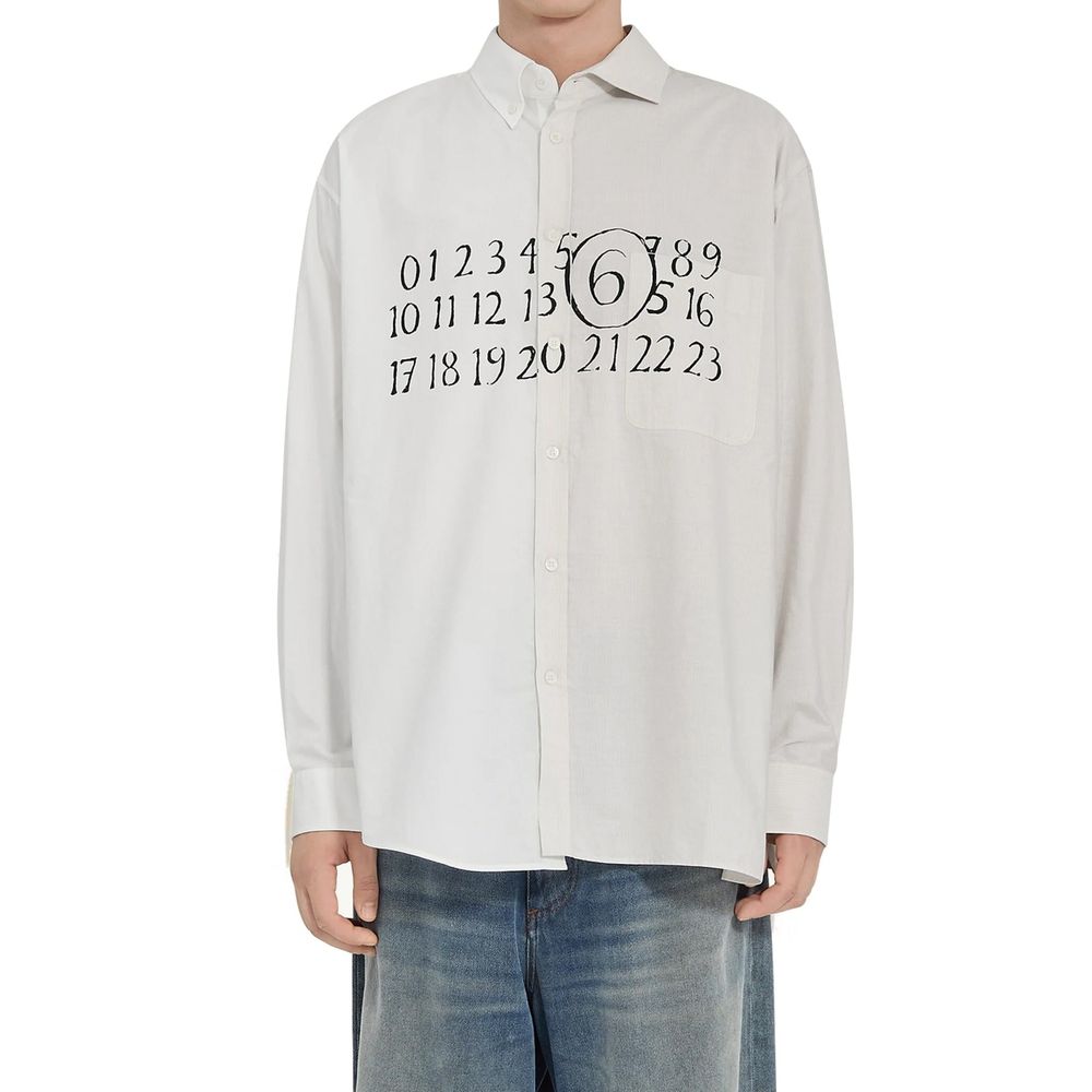 MM6 Maison Margiela White Cotton Pattern Shirt