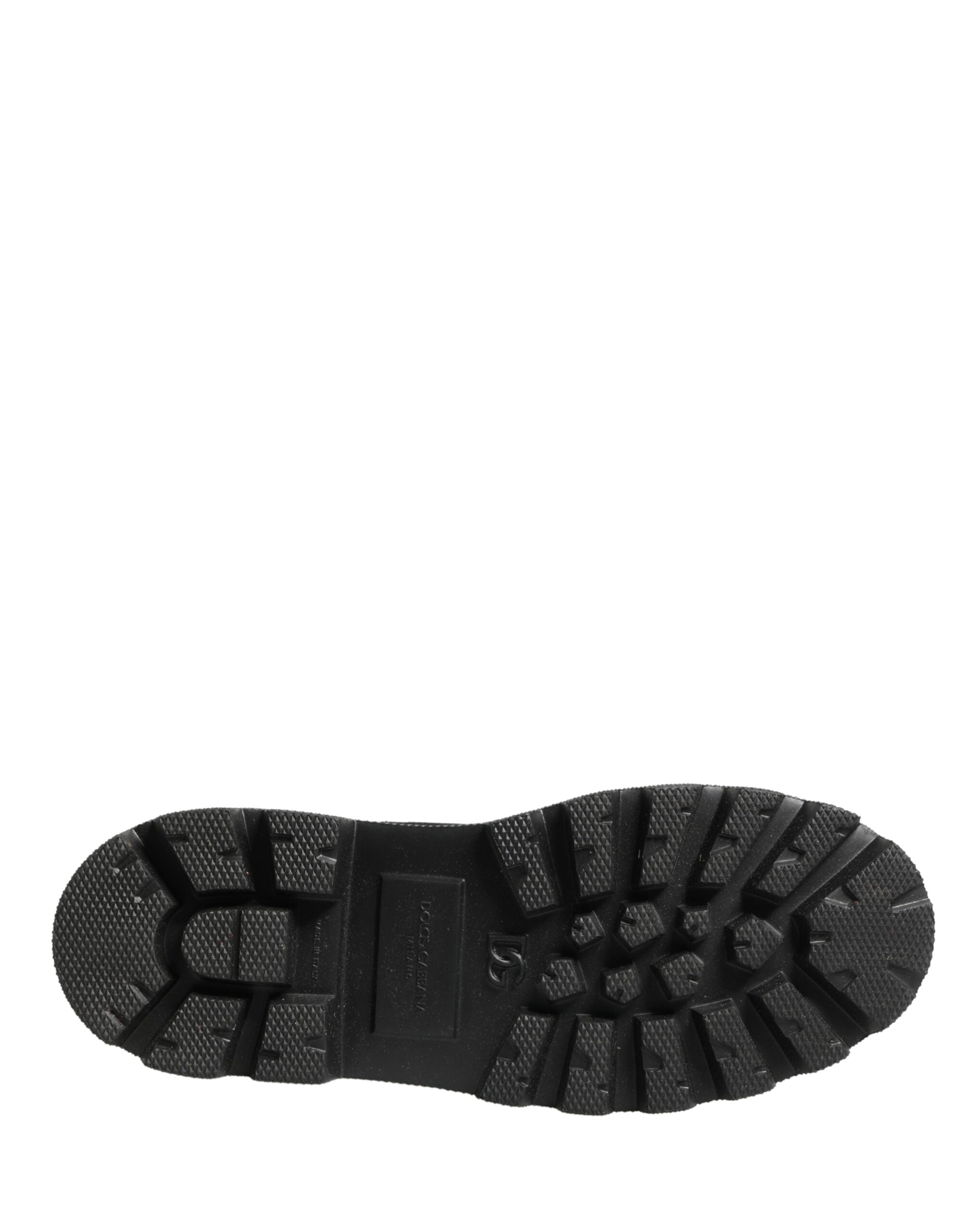 Dolce & Gabbana Black Leather Trek Sole Combat Boots Shoes