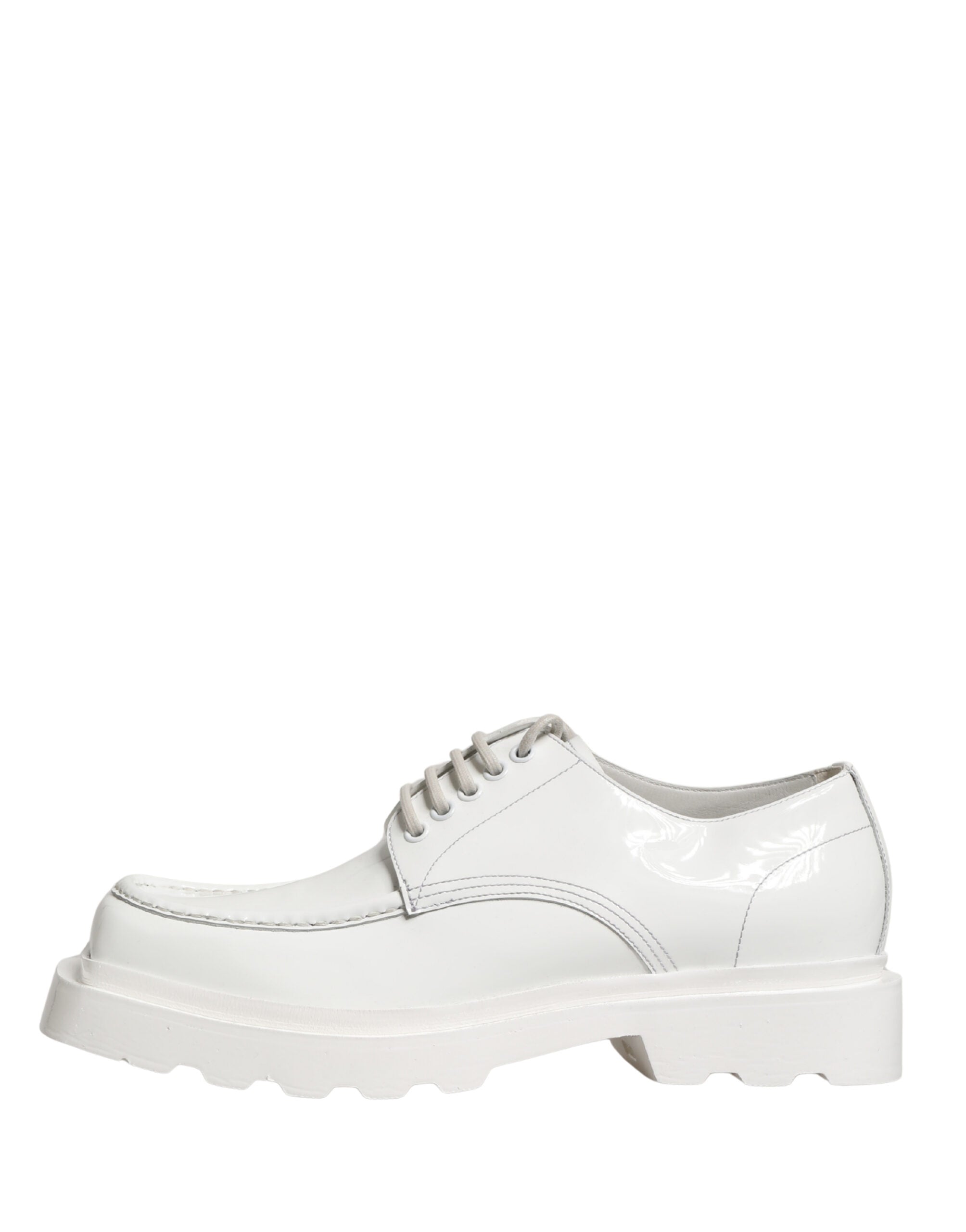 Dolce & Gabbana White Leather Chunky Sole Derby Shoes