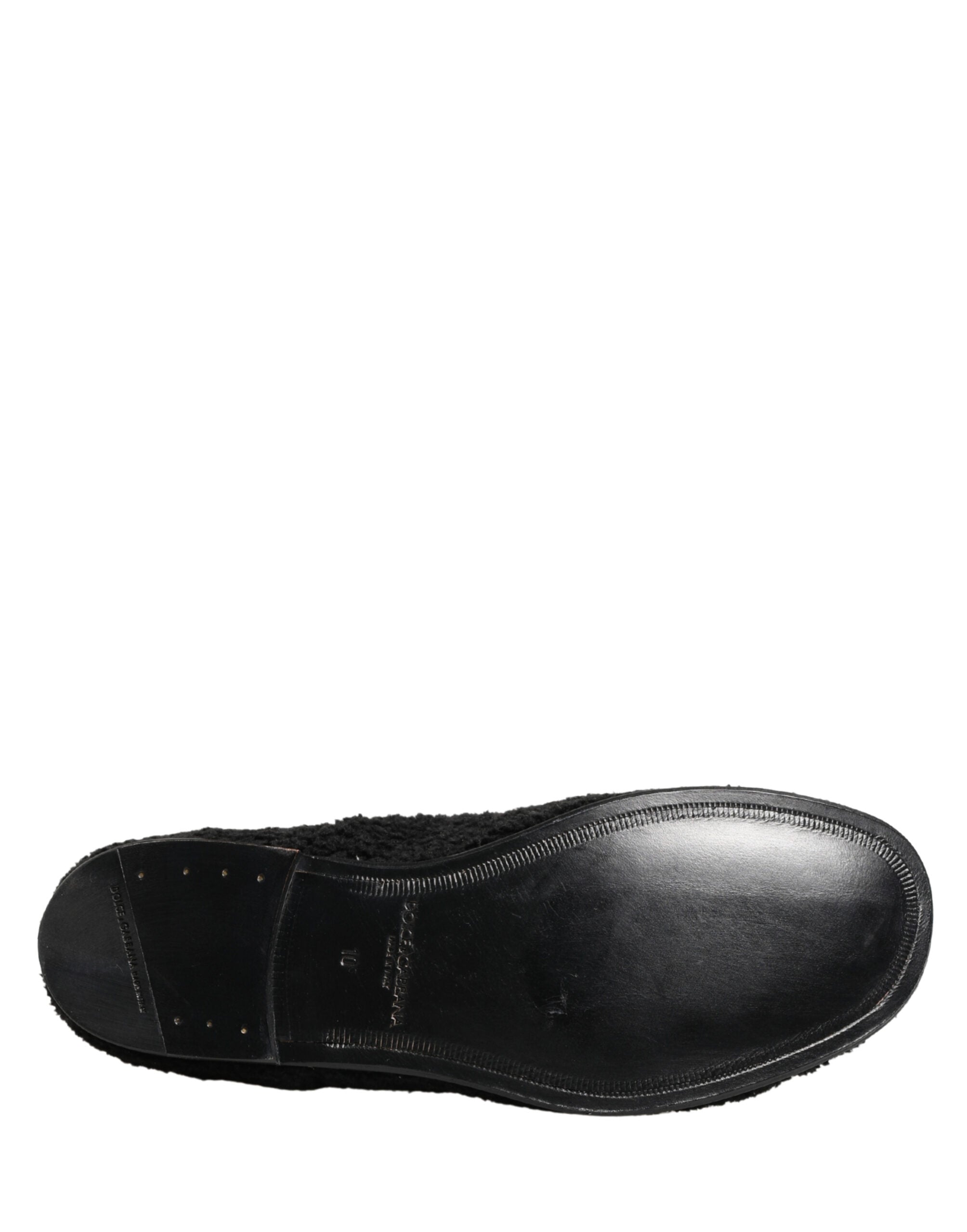 Dolce & Gabbana Men Black Riccio Shearling Dress Derby Shoes