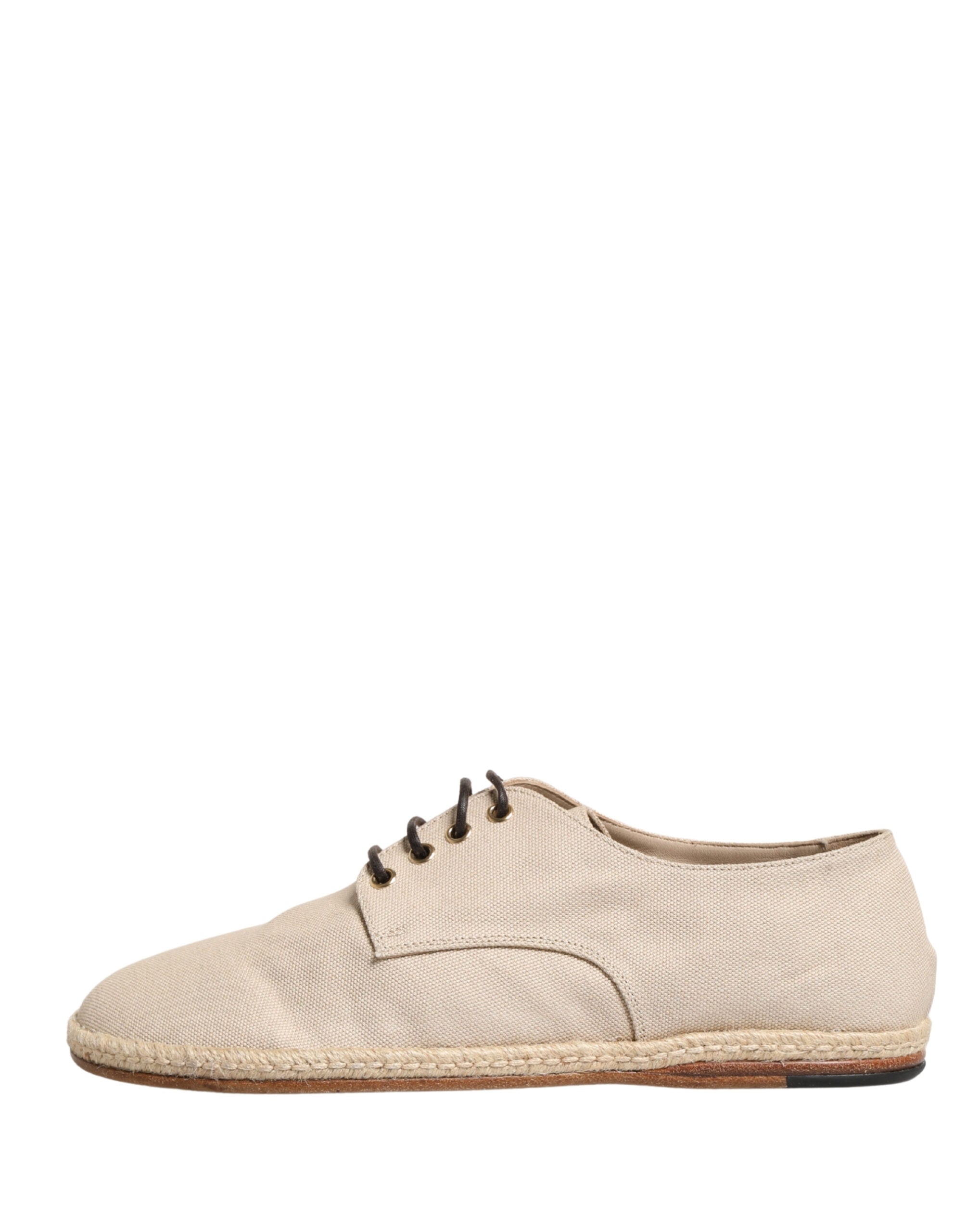 Dolce & Gabbana Beige Espadrille Sole Lace Up Canvas Derby Shoes