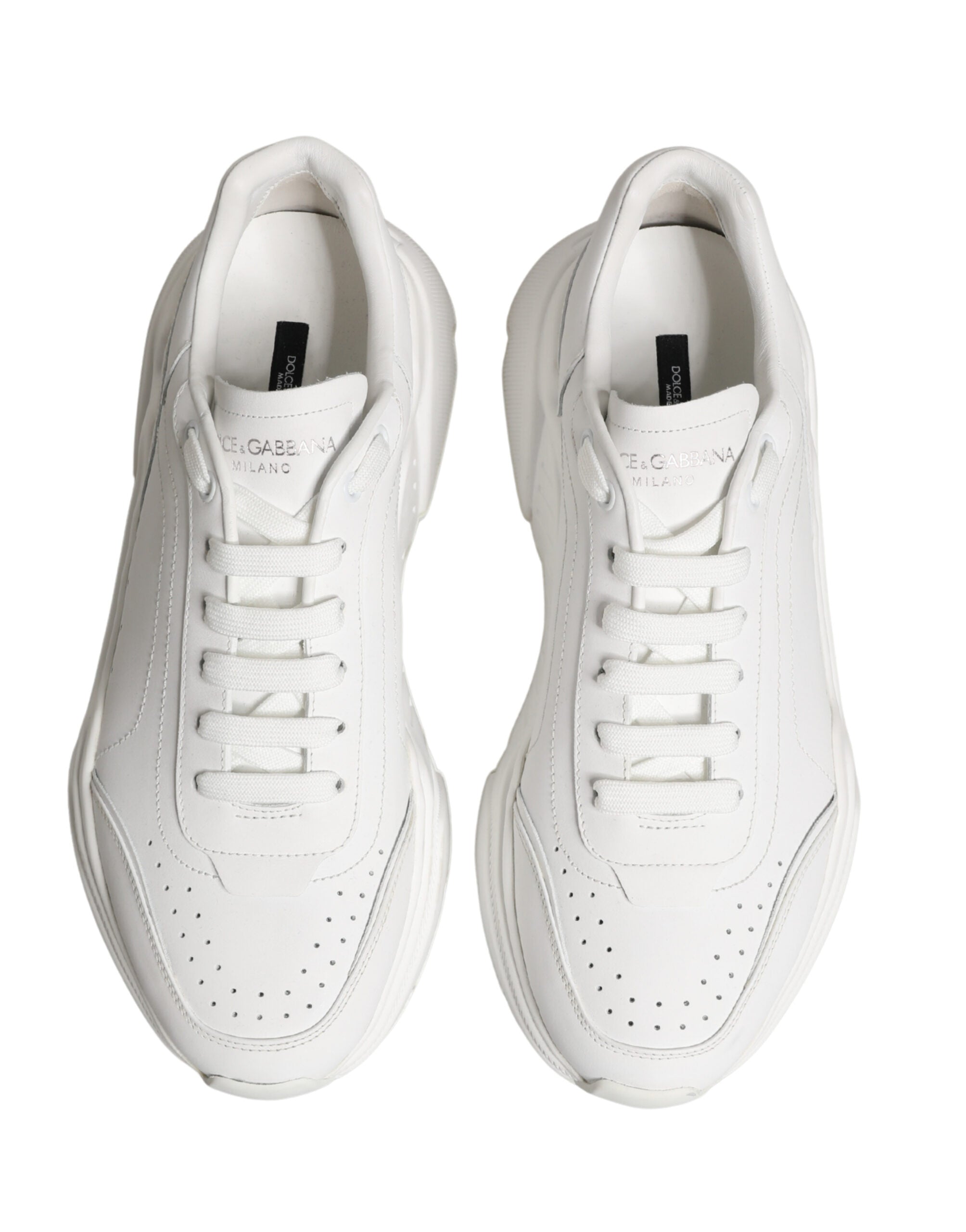 Dolce & Gabbana White Calfskin Leather Low Top Sneakers Shoes