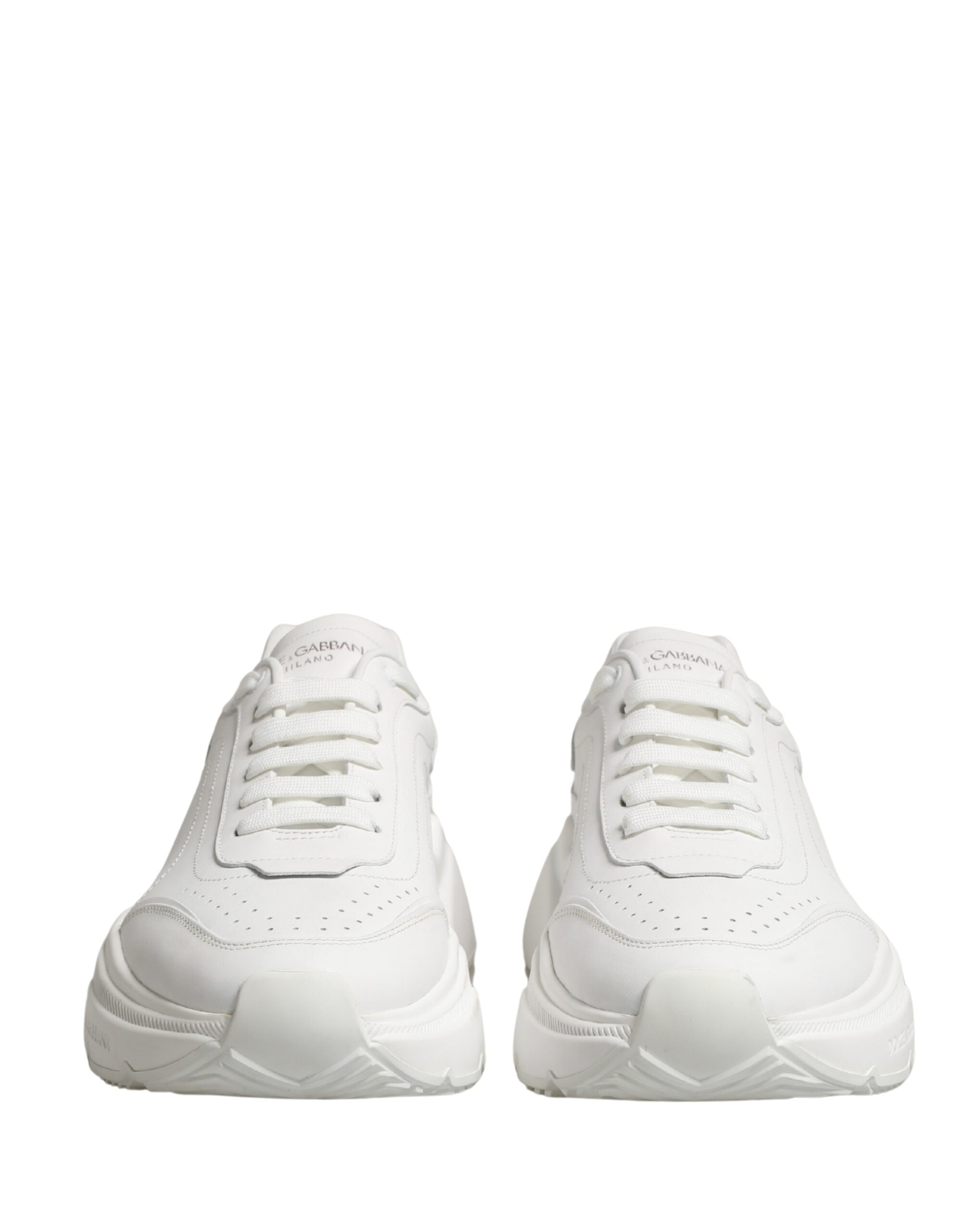 Dolce & Gabbana White Calfskin Leather Low Top Sneakers Shoes