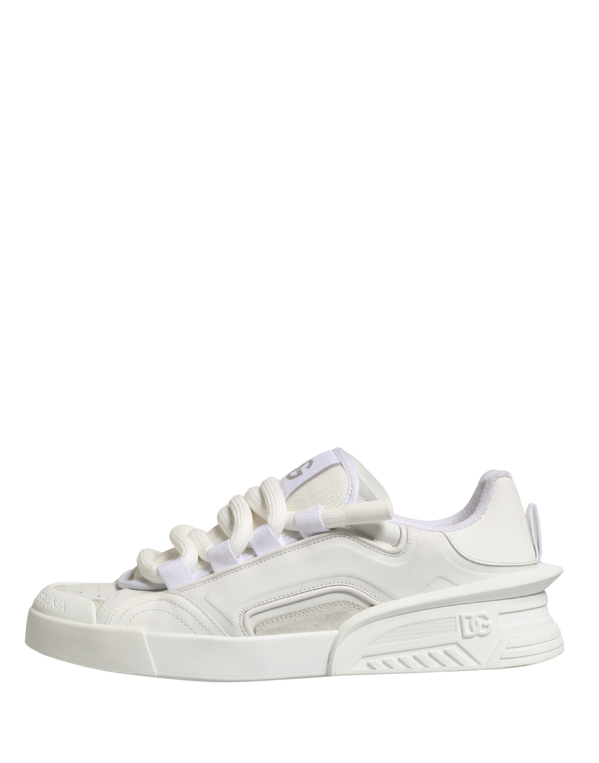 Dolce & Gabbana White Calfskin Leather Low Top Sneakers Shoes