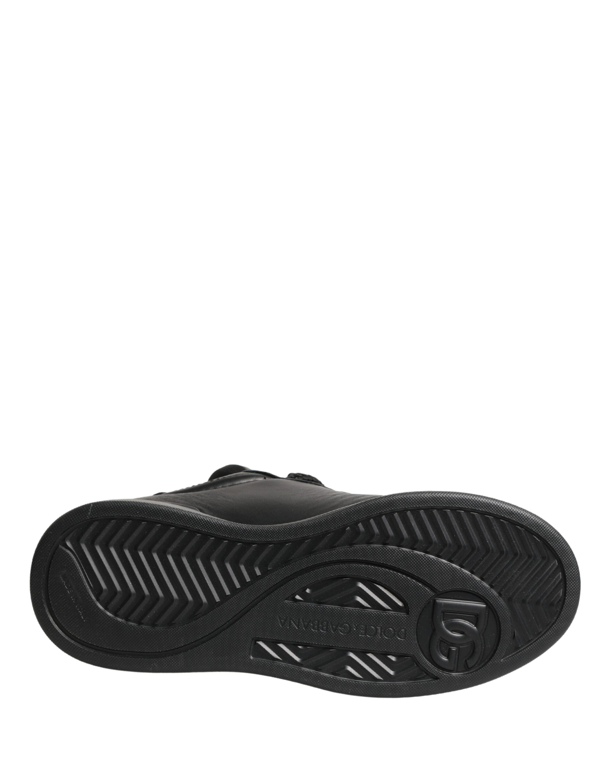 Dolce & Gabbana Black Leather Portofino Low Top Sneakers Shoes