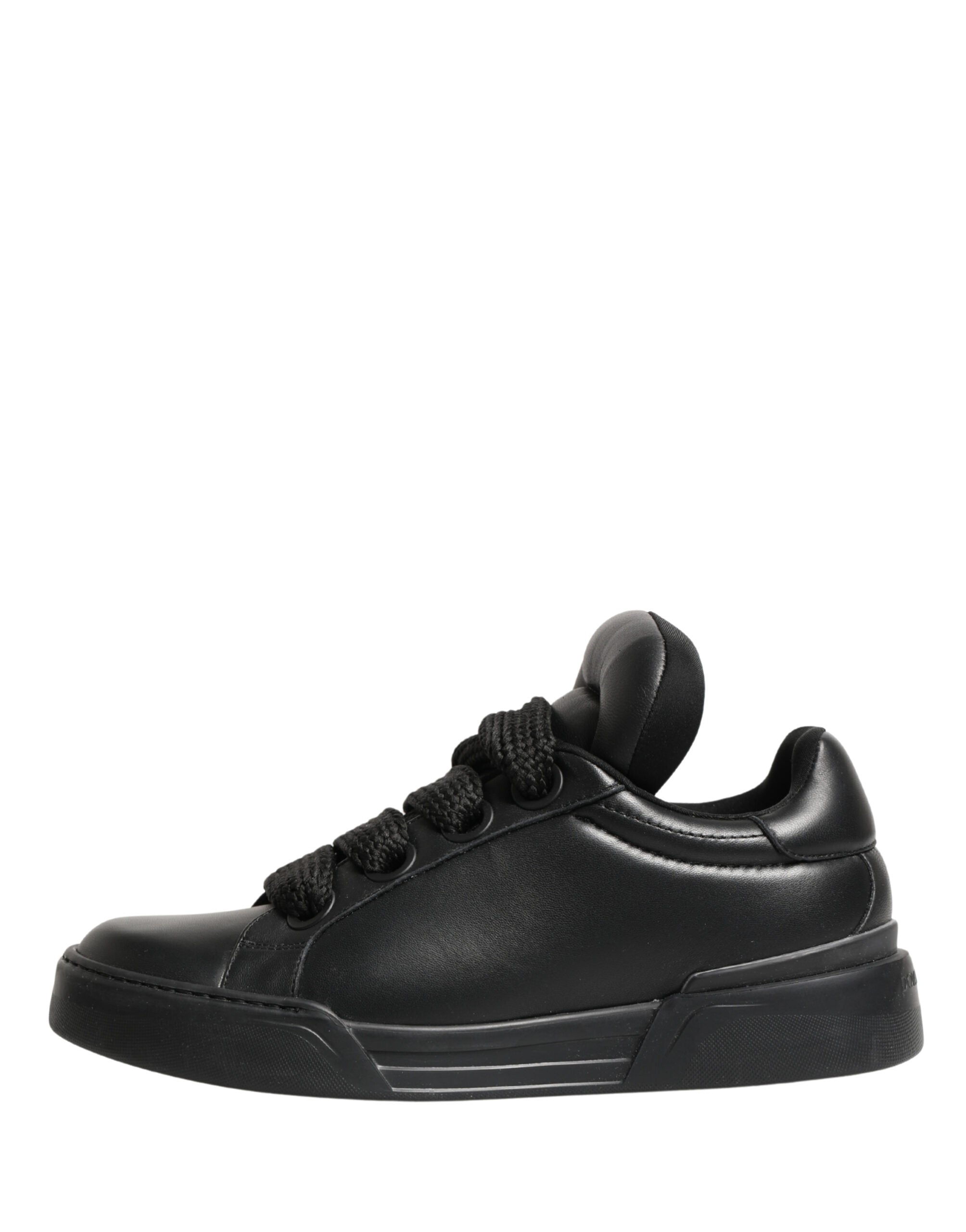 Dolce & Gabbana Black Leather Portofino Low Top Sneakers Shoes