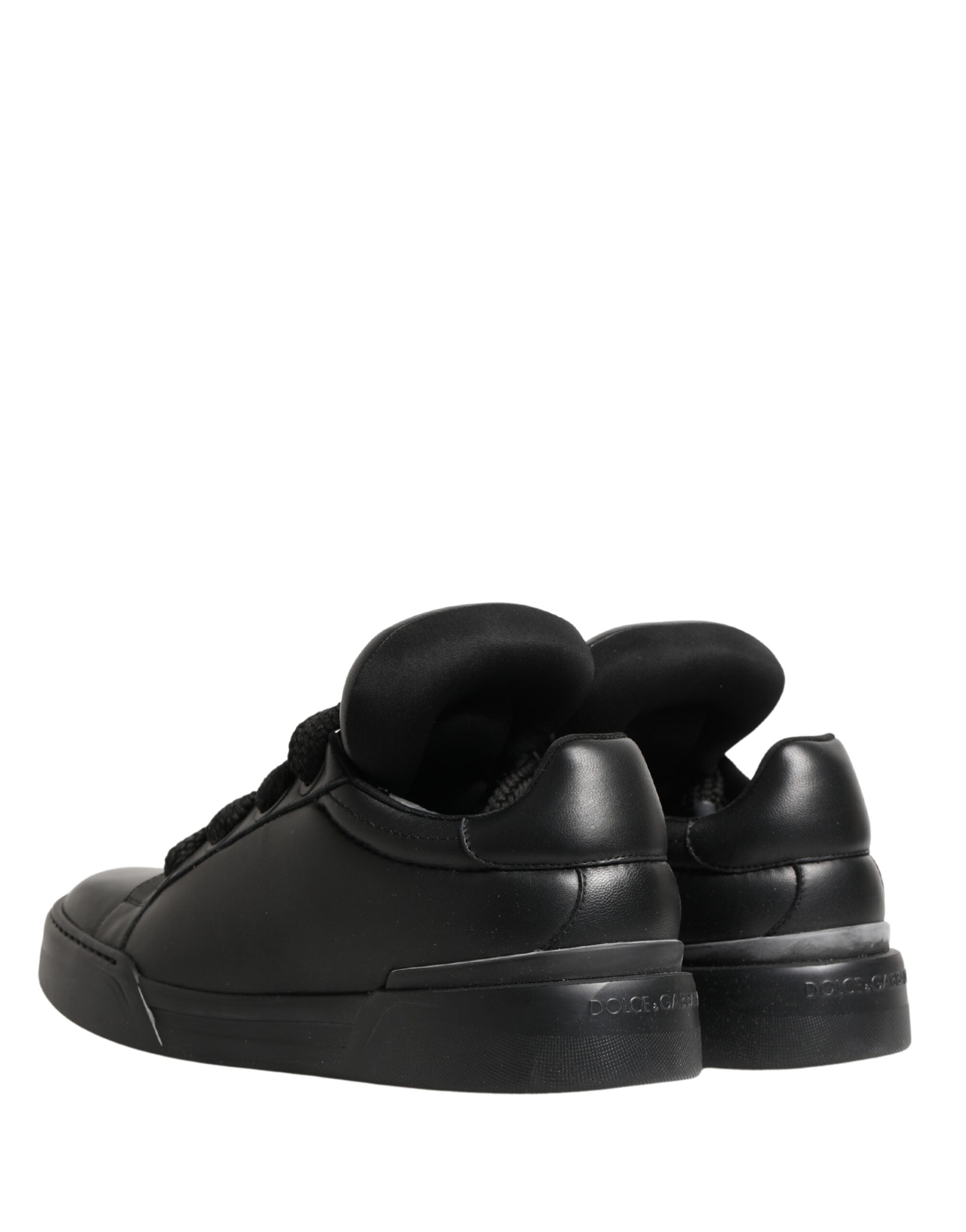 Dolce & Gabbana Black Leather Portofino Low Top Sneakers Shoes