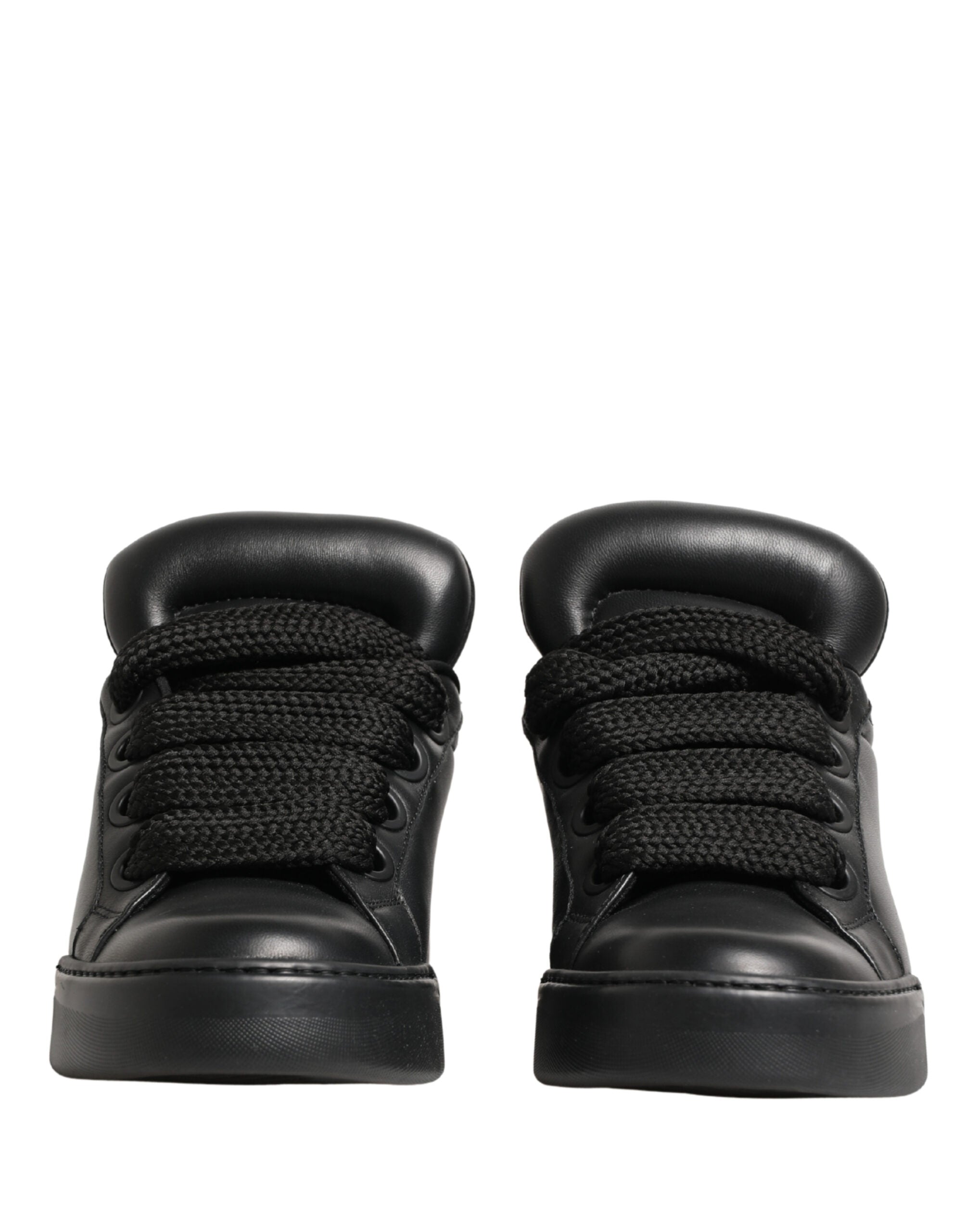 Dolce & Gabbana Black Leather Portofino Low Top Sneakers Shoes