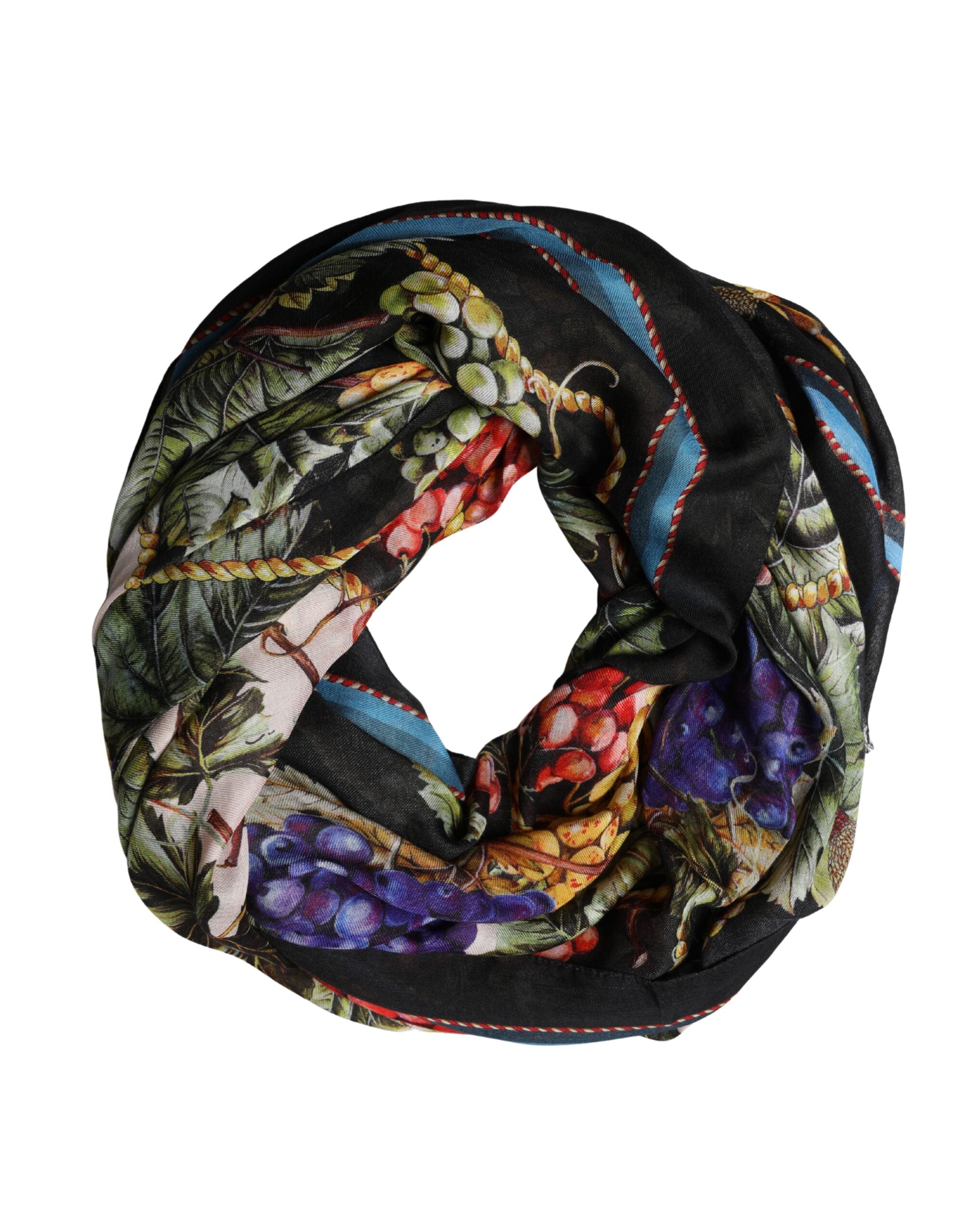 Dolce & Gabbana Multicolor Grapes Print Wrap Shawl 196cm x 134cm  Scarf
