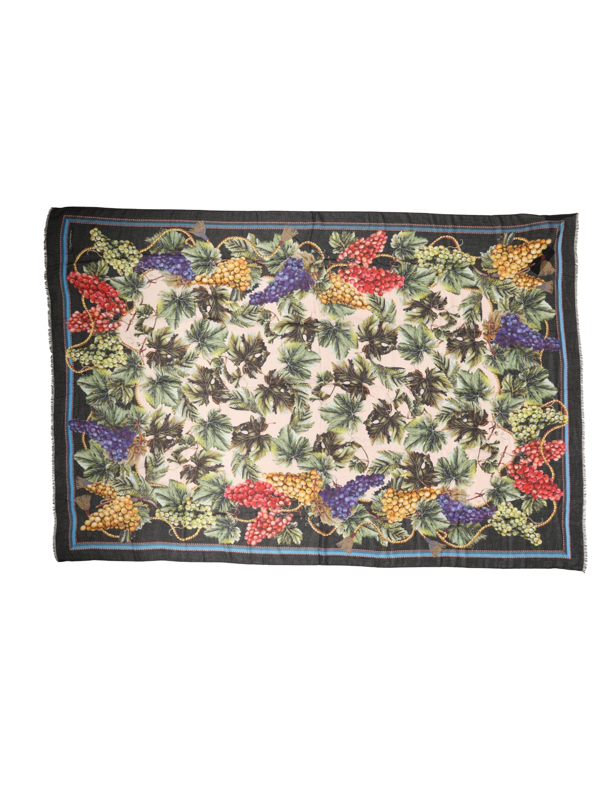 Dolce & Gabbana Multicolor Grapes Print Wrap Shawl 196cm x 134cm  Scarf