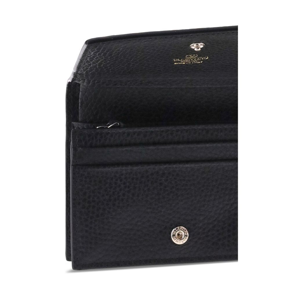 Valentino Garavani Black Calf Leather Bos Taurus Wallet - Luxe Nova