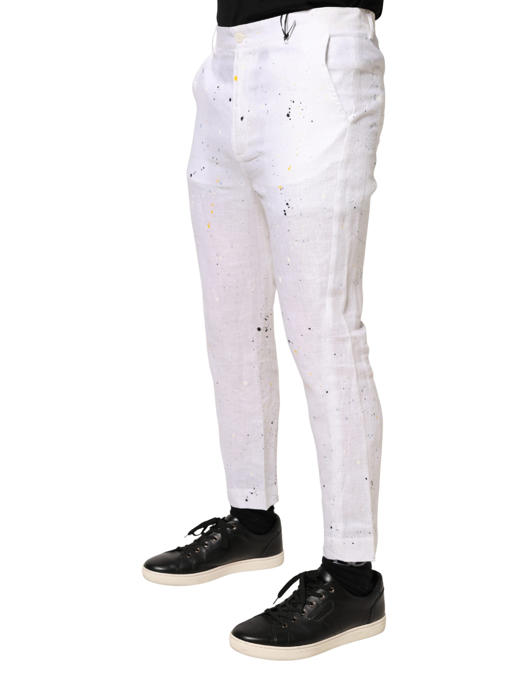Daniele Alessandrini White Paint Print SkinnyFit Trouser Pants