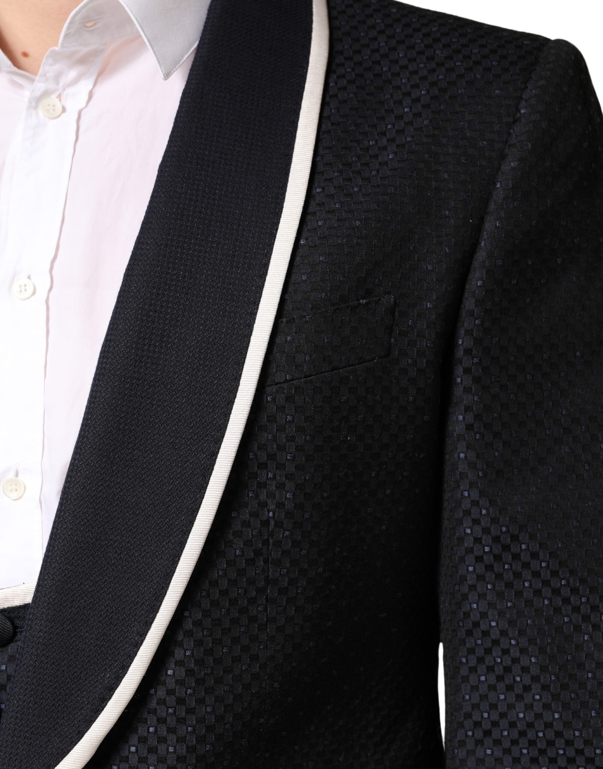 Dolce & Gabbana Black White Single Breasted SICILIA Men 3 Piece Suit