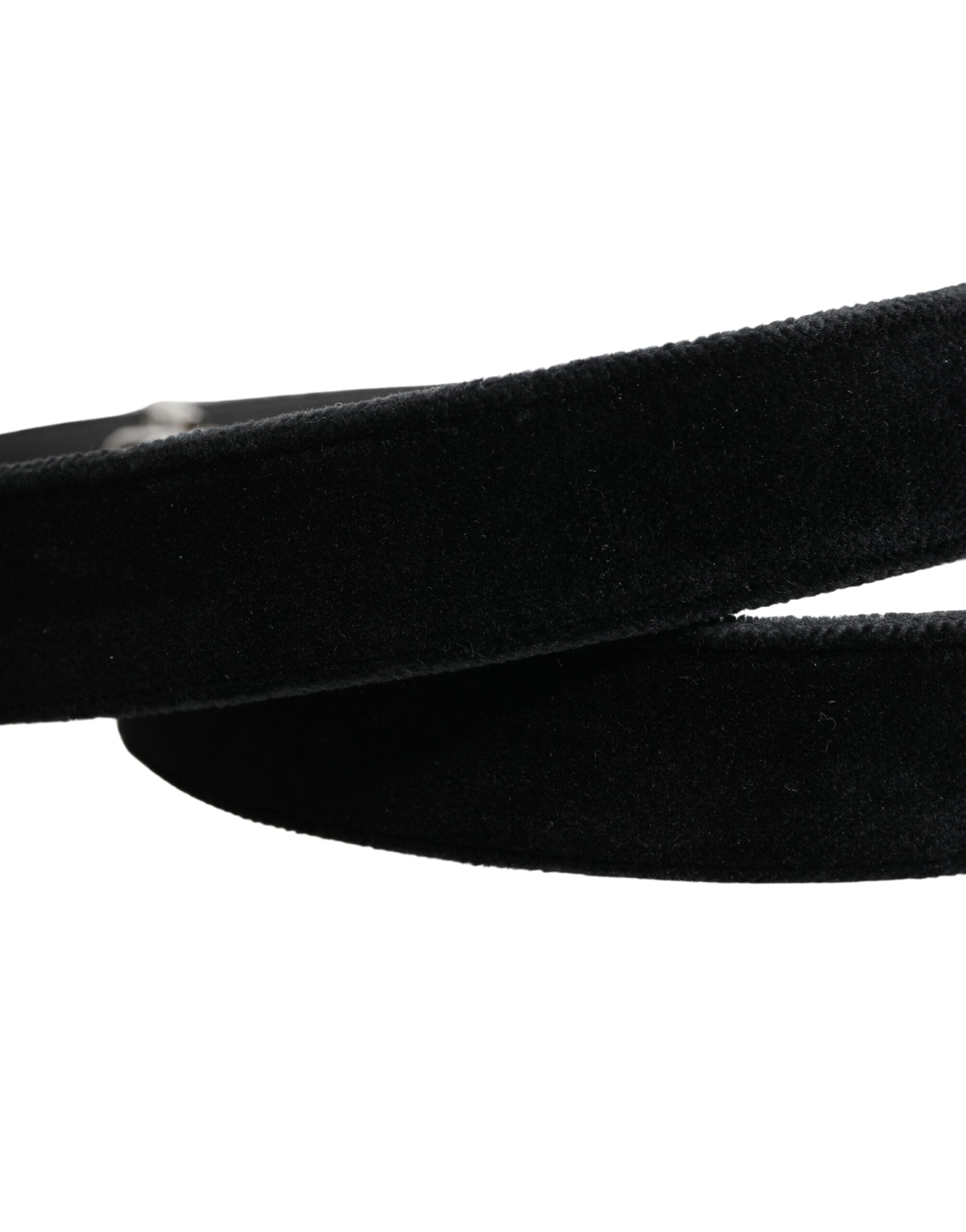 Dolce & Gabbana Black Suede Silver Tone Metal Buckle Men Belt