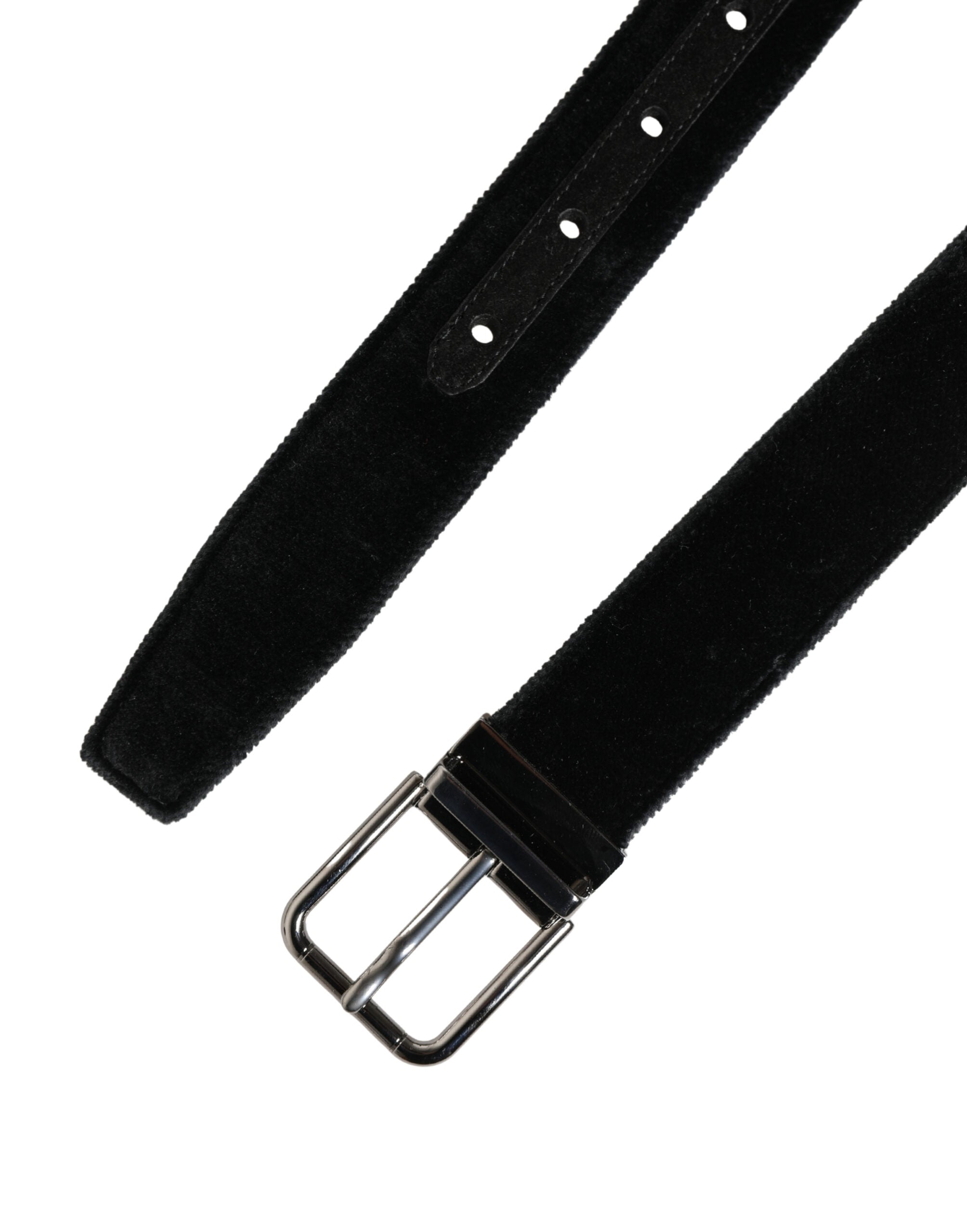 Dolce & Gabbana Black Suede Silver Tone Metal Buckle Men Belt