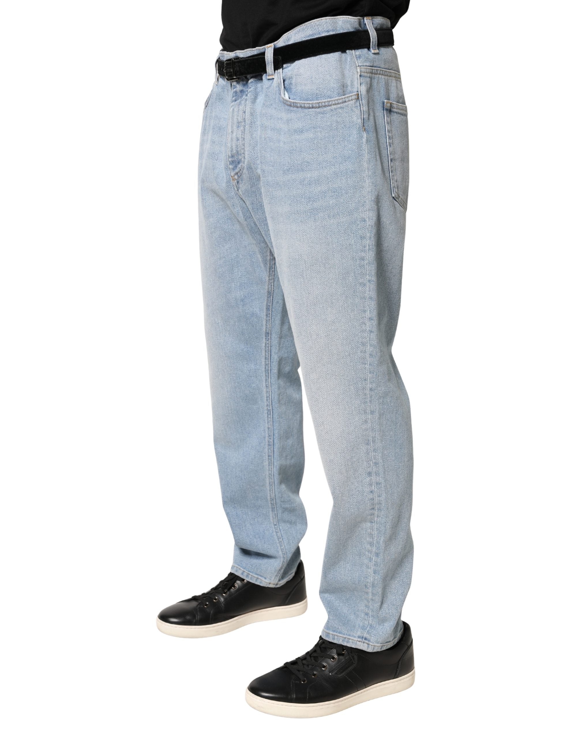 Dolce & Gabbana Light Blue Washed Loose Cotton Denim Jeans