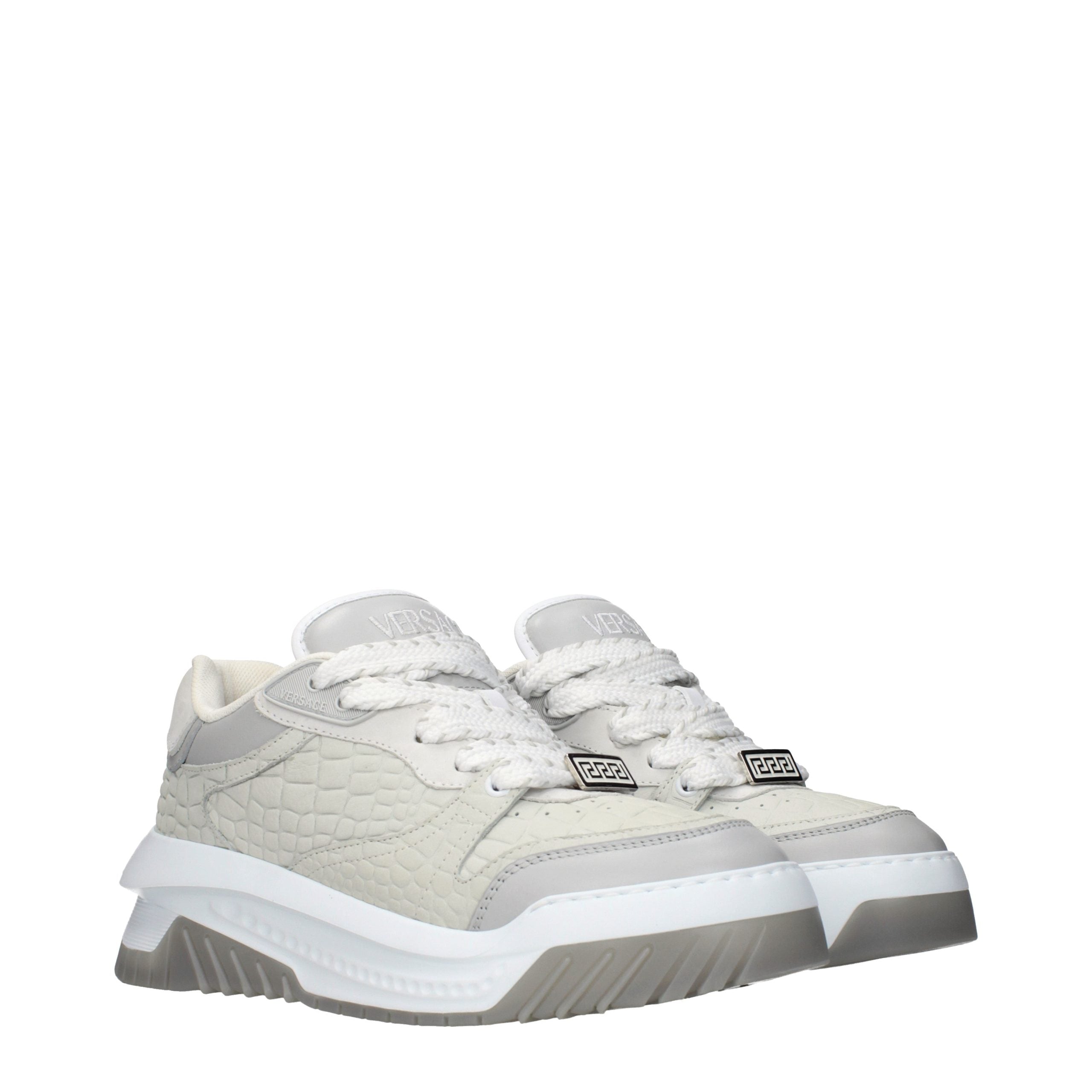 Versace Gray Leather Low Top Sneakers